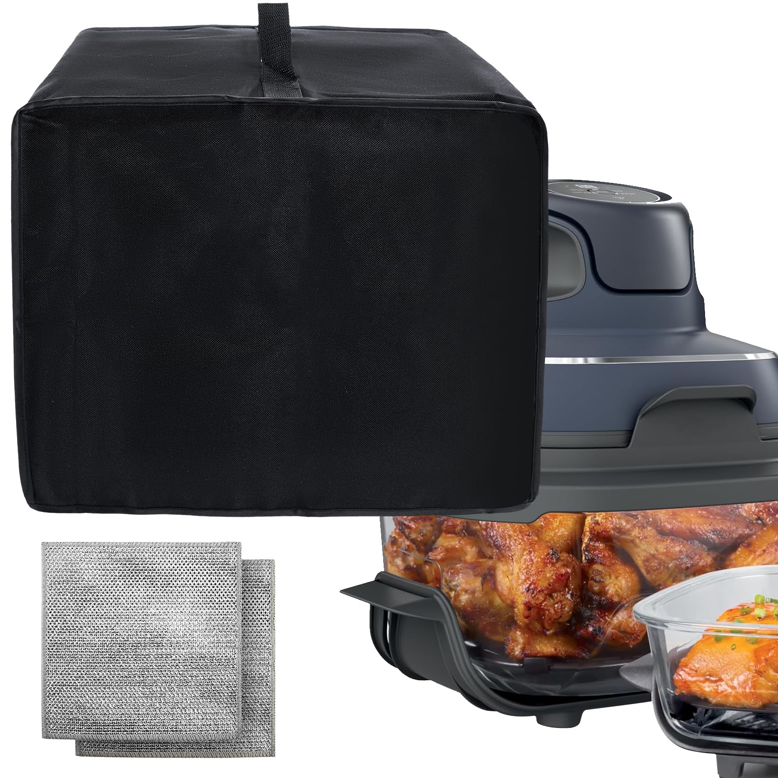 **Ninja Crispi Air Fryer Cover - 600D Oxford Waterproof & Dustproof Protector for Glass Air Fryer (Black) - Perfect for Kitchen Storage & Countertop Protection**