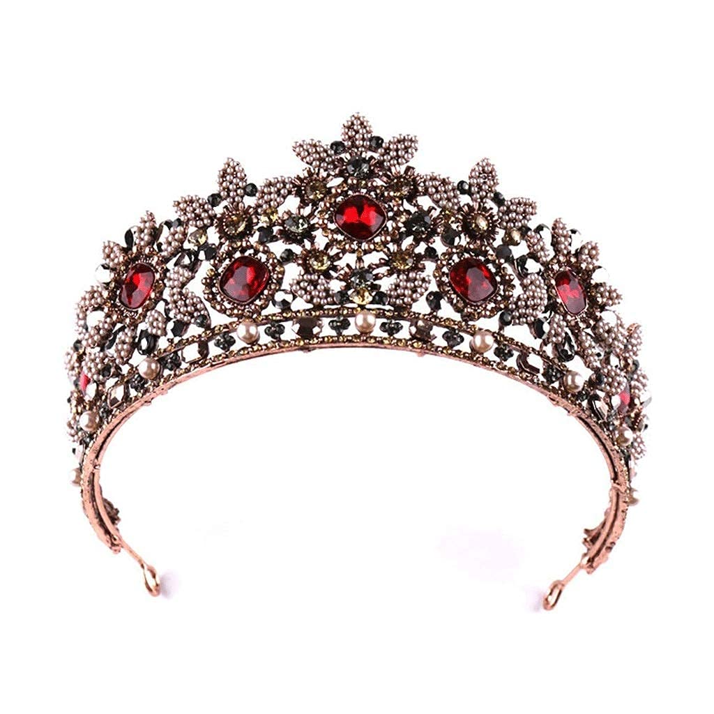 Sparkling Crystal Rhinestone Ruby Tiara Crown for Bridal Wedding | Elegant Hair Accessories for Brides, Prom, Pageants & Special Occasions