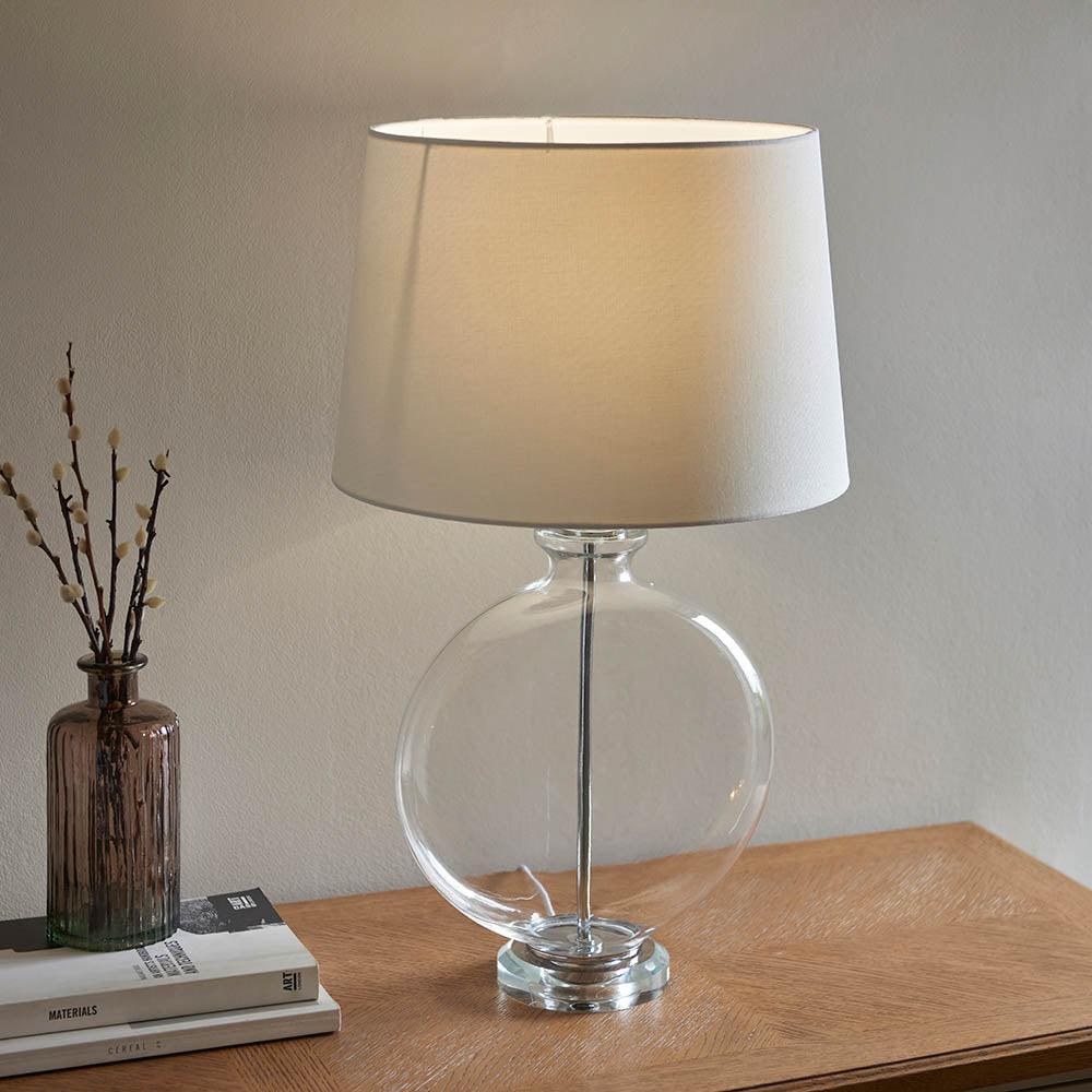 Endon Gideon 1 Light Polished Nickel Table Lamp - Modern Bedside Lighting for Bedroom, Living Room & Office Decor