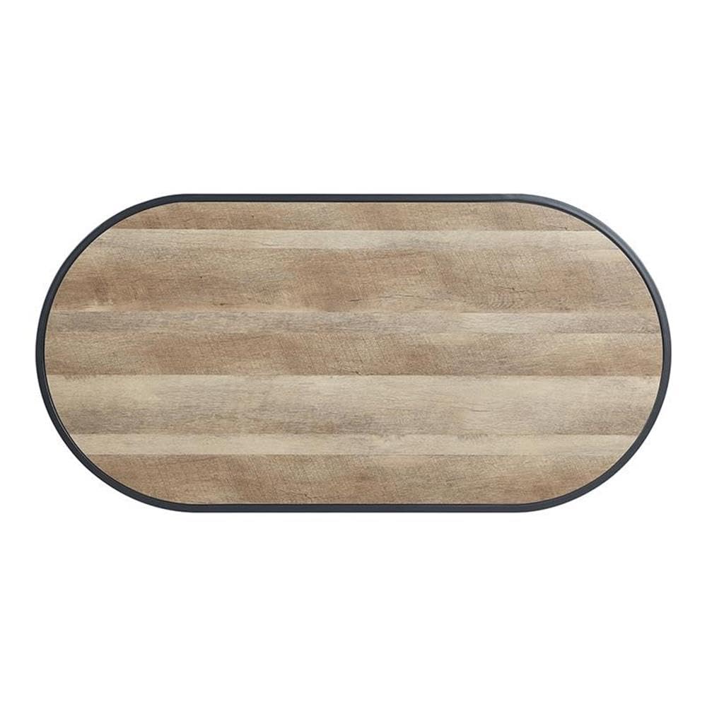 Acme Brantley Oval Wooden Coffee Table - Solid Oak with Sandy Black Finish | Modern Living Room Centerpiece for Home Decor & Entertaining