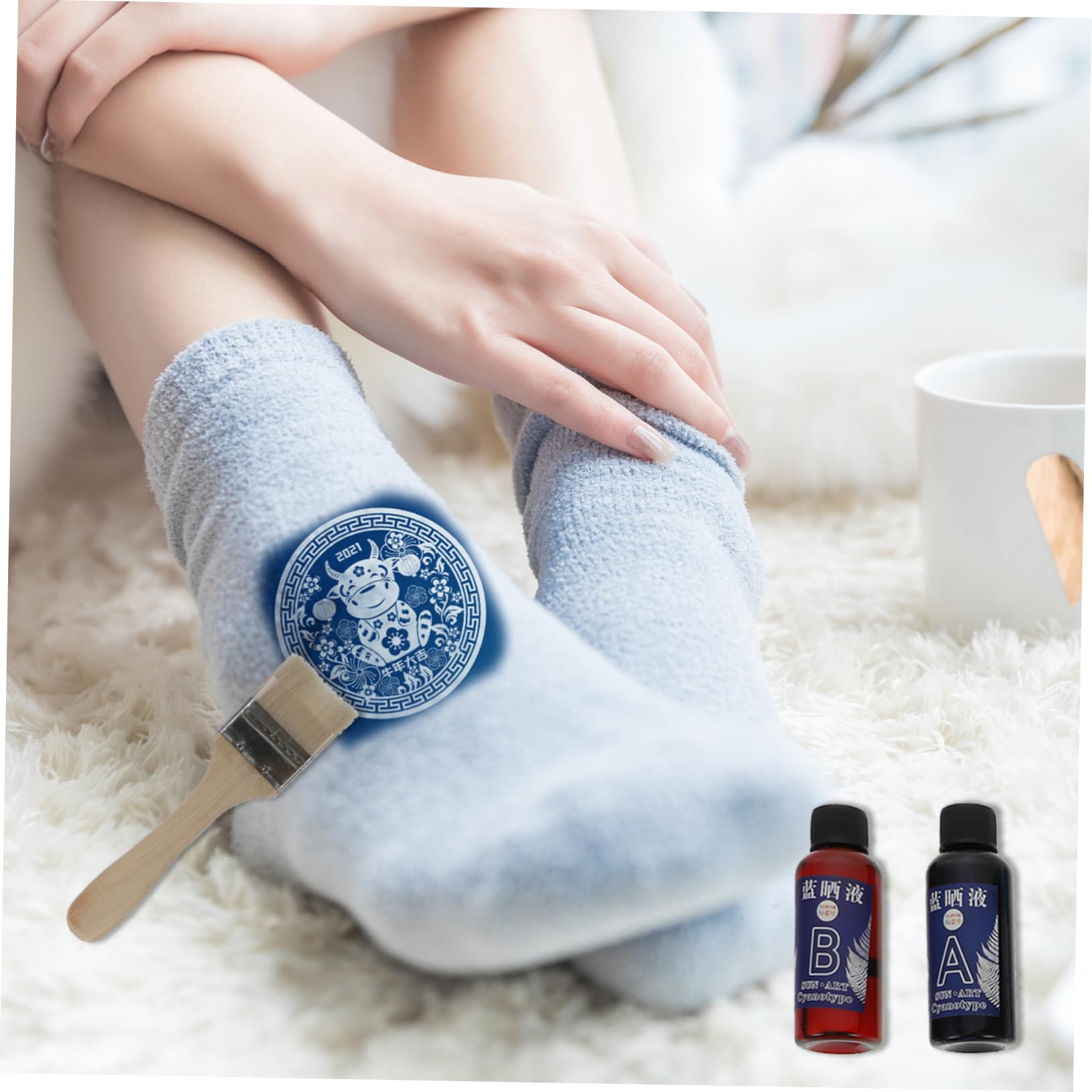 Phenofice 2 Sets Cyanotype Kit - DIY Sun Printing Supplies with Cyanotype Liquid Pigment & Tools for Traditional Blueprint Art, Photography Projects & Home Crafting