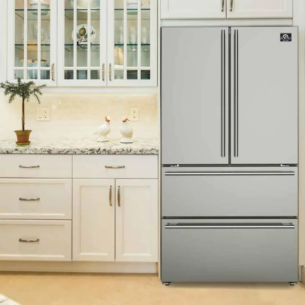 Forno Moena 36 Inch French Door Counter Depth Refrigerator - Stainless Steel FFRBI1820 36SB | Energy Efficient Kitchen Appliance for Modern Homes