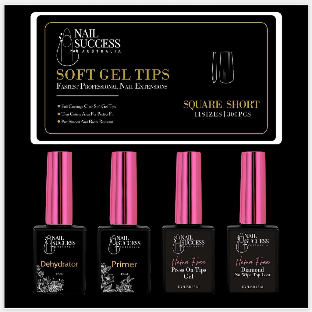 HEMA-Free Soft Gel Press On Nail Kit - Long Lasting Fake Nails with Glue - Perfect for Home Manicure, Parties & Special Occasions