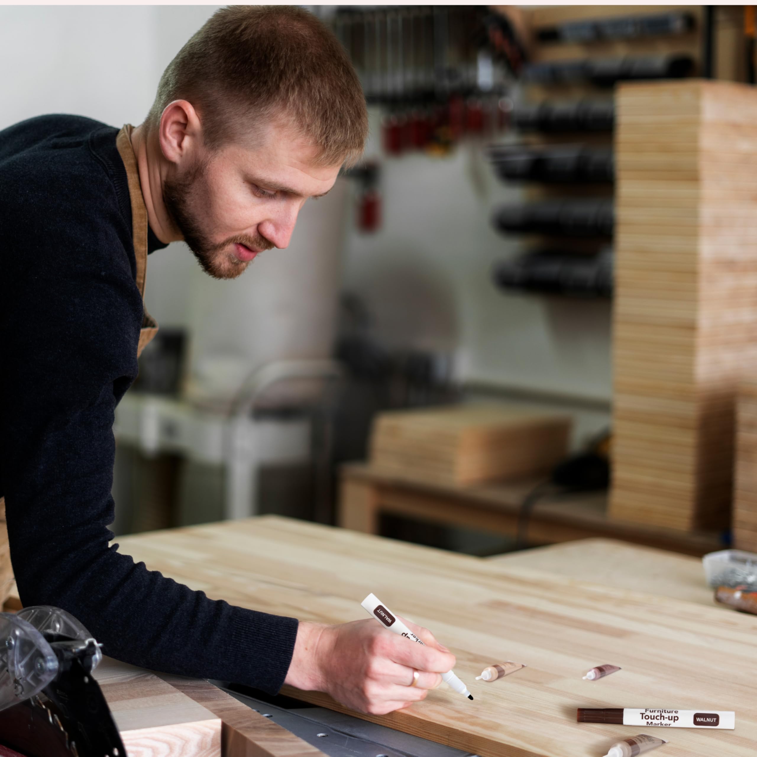 Katzco 34-Piece Wood Furniture Repair Kit - Stain & Scratch Markers with Wax Sticks & Sharpener - Perfect for Floors, Tables, Desks, Bedposts - DIY Touch-Up & Cover-Up Solution for Carpenters & Homeowners