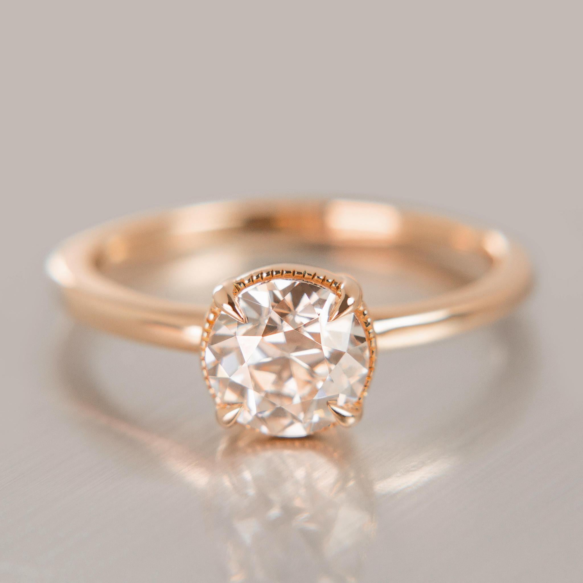 Classic Diamond Oak Ring - Elegant Wedding Band for Women, Durable 14K Gold Plated Jewelry - Perfect for Engagement, Anniversary & Special Occasions