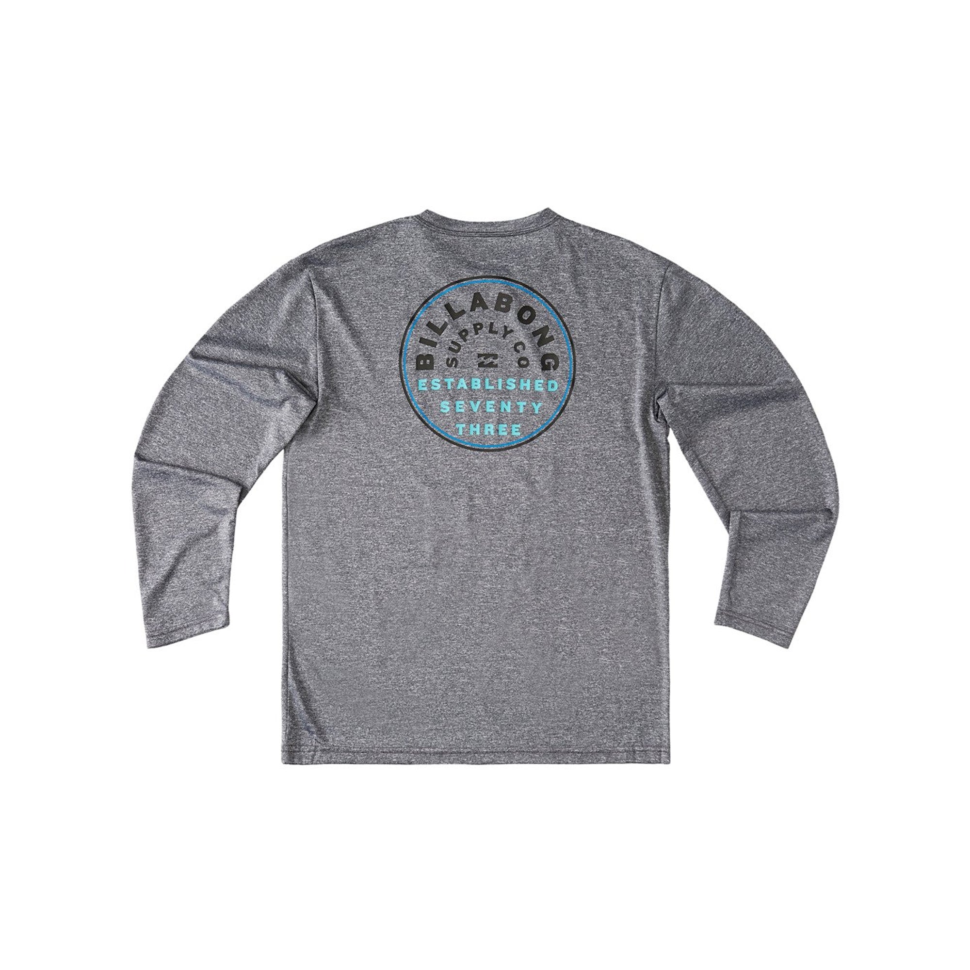 Billabong Rotor Youth Boys' Loose Fit Long Sleeve Rashguard - UPF 50+ Sun Protection Swim Shirt for Surfing, Swimming & Beach Activities - Grey