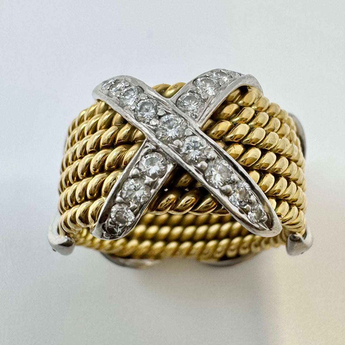 Tiffany & Co. Schlumberger 6 Row X Rope Diamond Ring - Luxury 18K Gold Diamond Engagement Ring for Women, Perfect for Proposals, Anniversaries & Special Occasions