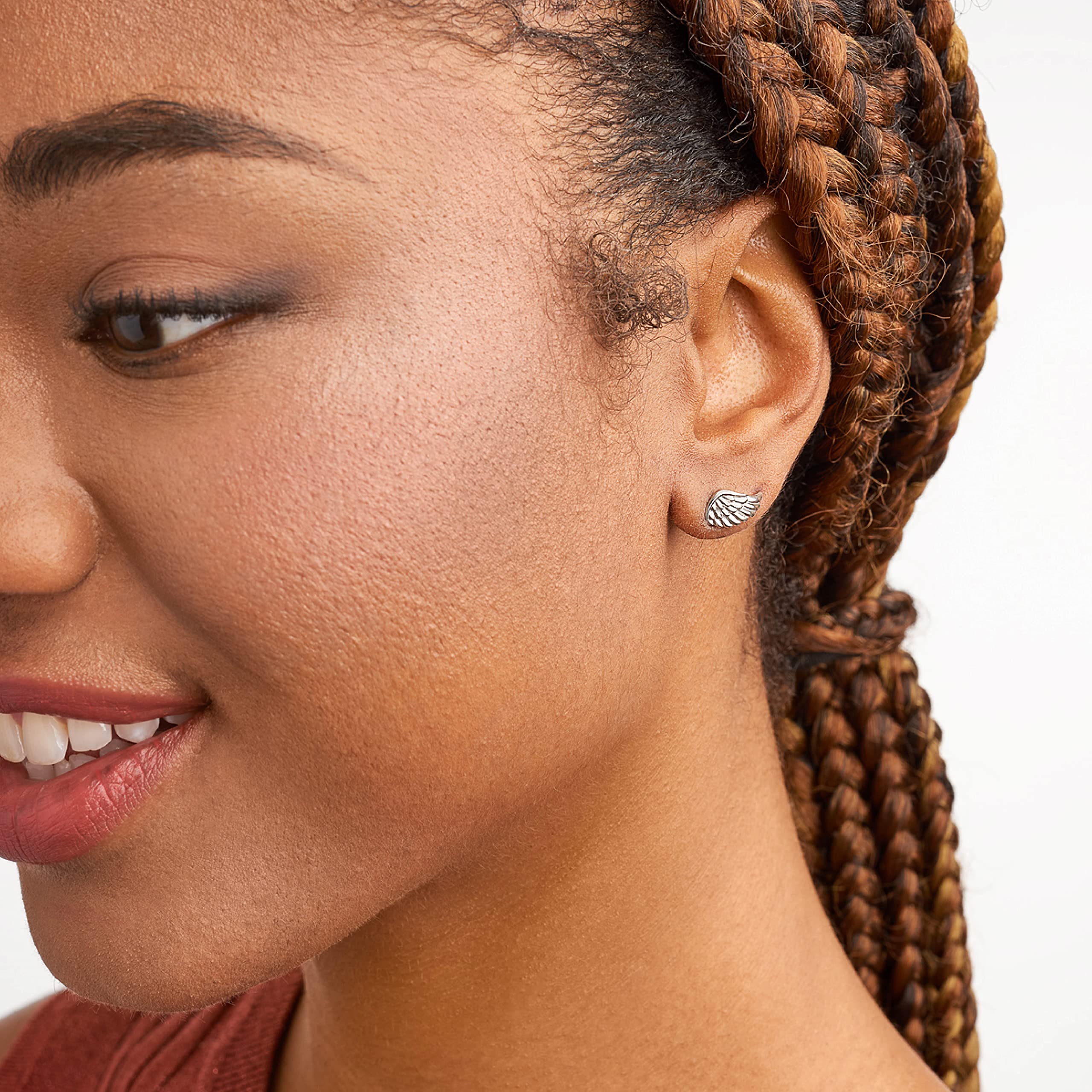 Morgan & Paige .925 Sterling Silver Angel Wing Stud Earrings for Women - 14K Rose Gold or 18K Yellow Gold Plated, Hypoallergenic, Symbolic Jewelry Gift for Birthday, Anniversary & Everyday Wear