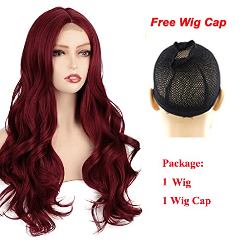 Long Straight Ombre Brown Wig with Middle Part - Natural Looking Synthetic Hair for Daily Wear & Cosplay