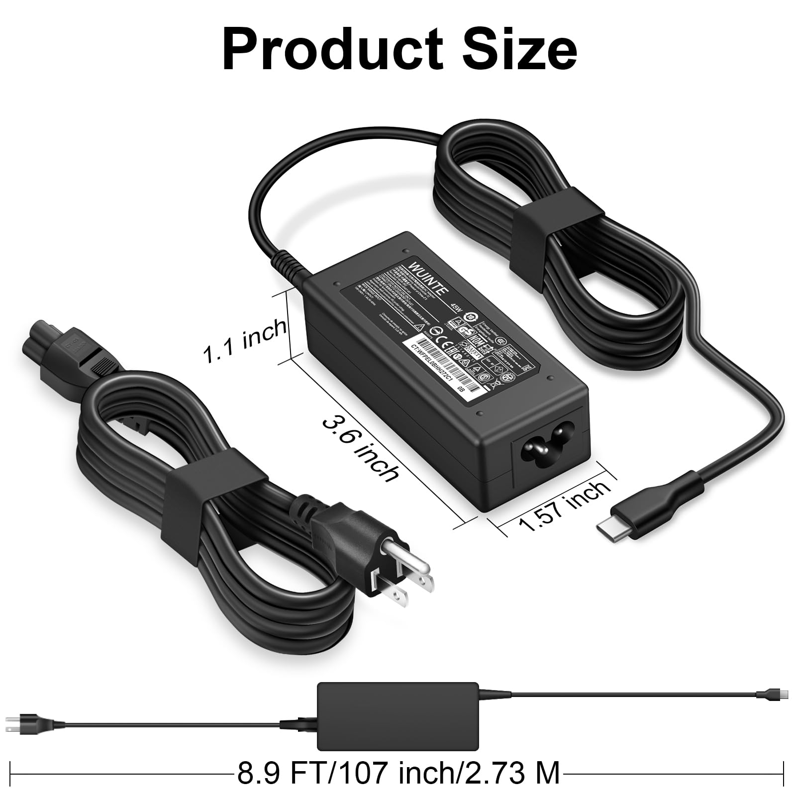 45W USB-C Fast Charger for Lenovo Laptop & Chromebook - Power Adapter with Quick Charge Technology | Perfect for Home, Office & Travel Use