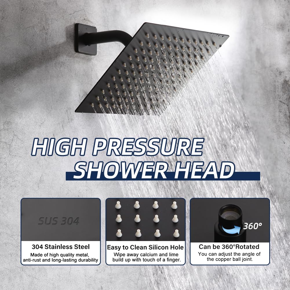 Premium Matte Black Shower Faucet Set with 8