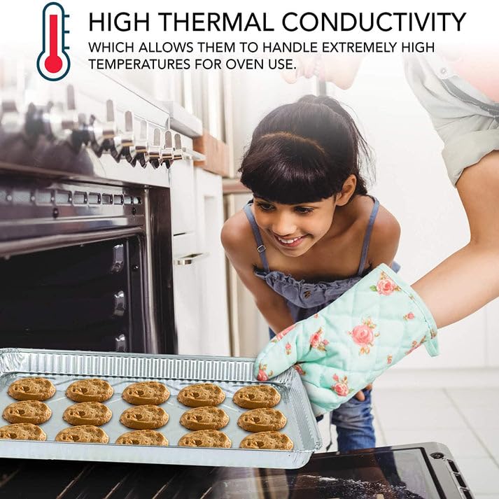 17.5x12.87x1.25 Inch Aluminum Cookie Sheet Baking Pans - 100 Pack Disposable Aluminum Foil Trays for Brownies, Coffee Cakes, Side Dishes | Perfect for Home Baking, Party Catering & Restaurant Use