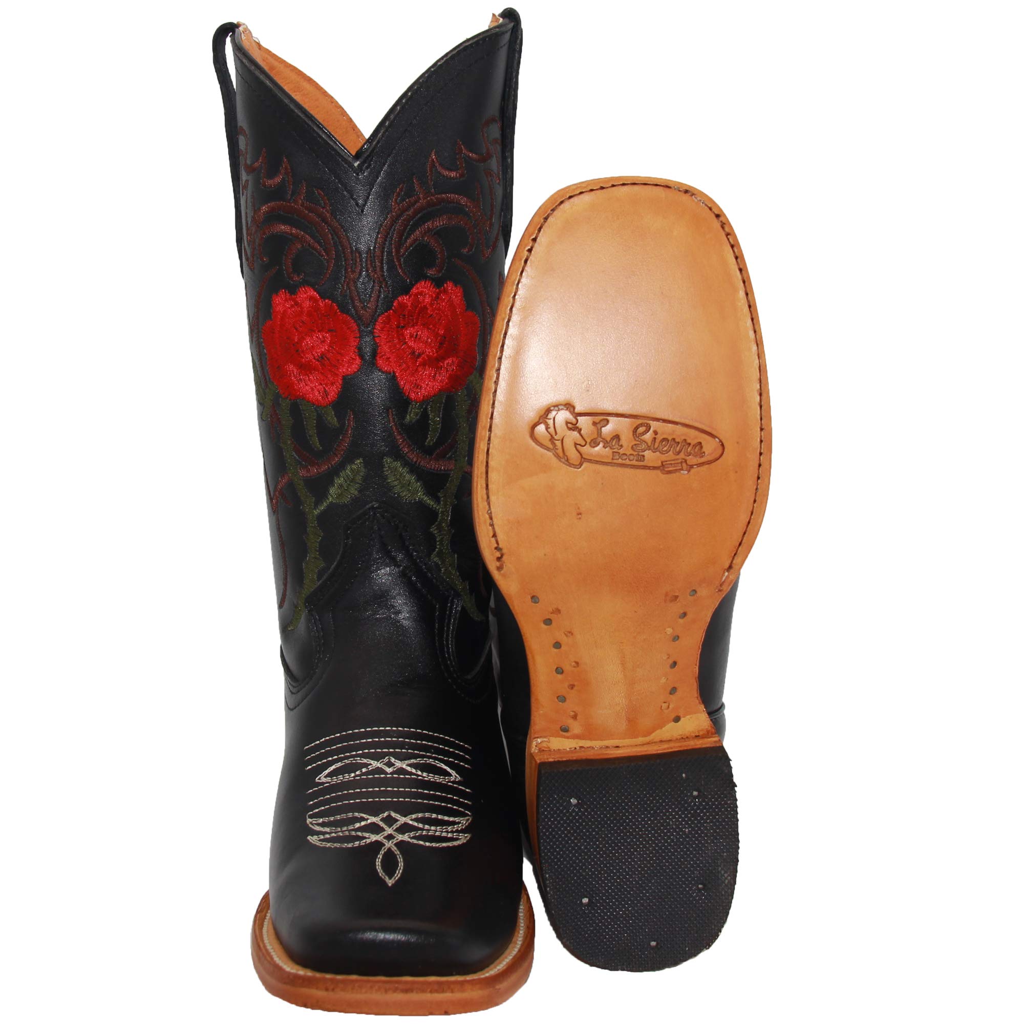 Women's Western Cowgirl Boots - Genuine Leather Floral Embroidery for Country Style | Perfect for Rodeo, Line Dancing & Casual Wear
