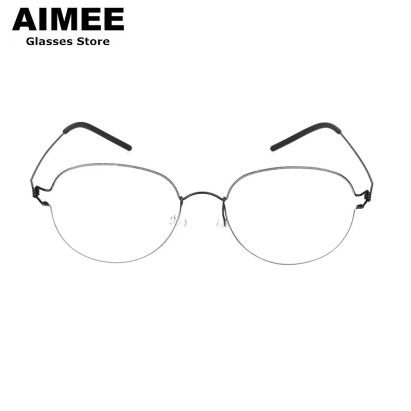 Unisex Full Rim Oval Screwless Titanium Eyeglasses Frame 1743 - Lightweight Durable Glasses for Work, Reading & Everyday Use