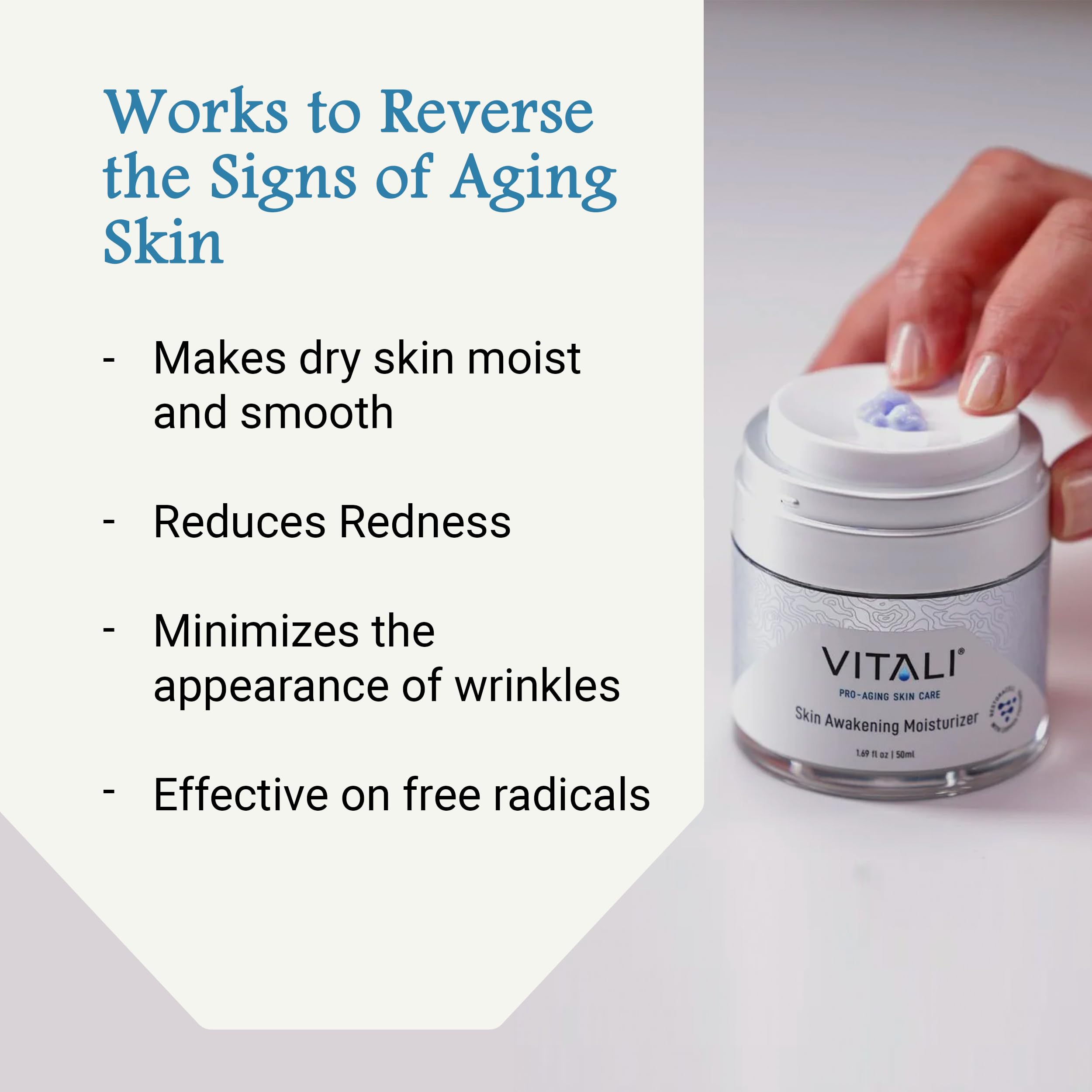 Vitali Skin Awakening Moisturizer - Anti-Aging Face Cream with Hydration & Wrinkle Protection, 1.69 fl oz | Fights Free Radicals | Day & Night Use for Youthful Glow | Perfect for Dry, Mature Skin Care Routine