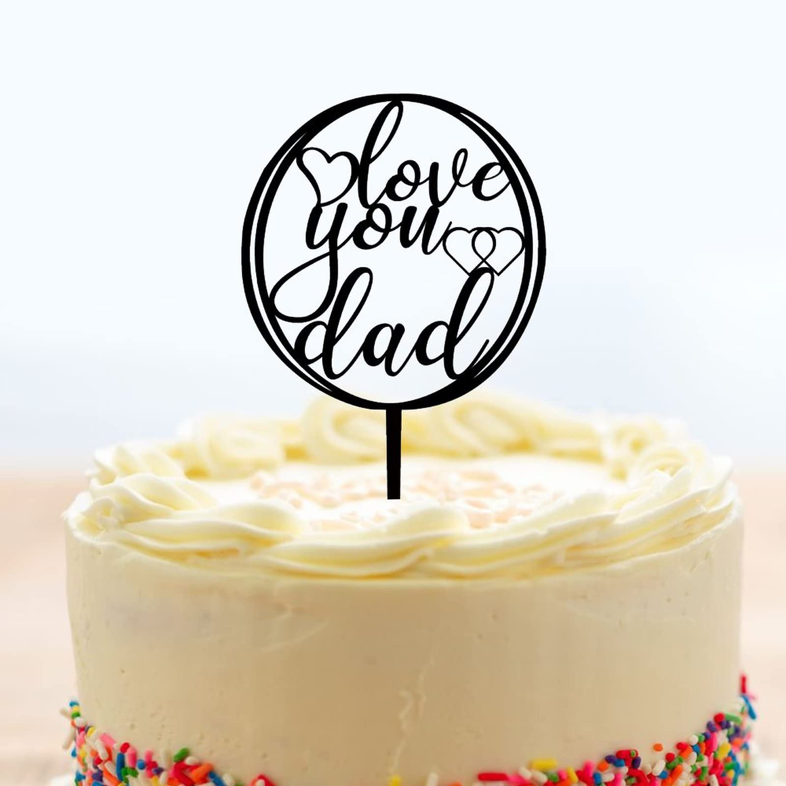 Happy Father's Day Acrylic Cake Topper - Black 'Love You Dad' Circle Decoration for Cakes | Perfect Father's Day Gift & Party Decoration | Ideal for Birthday Cakes, Cupcakes, and Dessert Tables