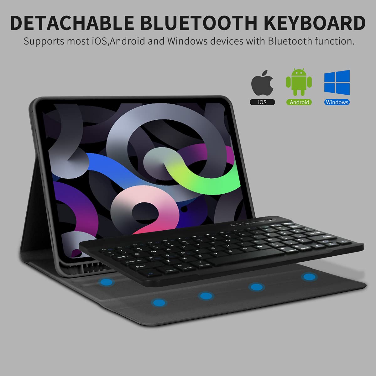 Magnetic Detachable Bluetooth Keyboard Case for iPad Air 11 inch (M3 2025/M2 2024) & iPad Pro 11 inch (1st-4th Gen) - Slim Protective Cover with Pencil Holder for 10.9