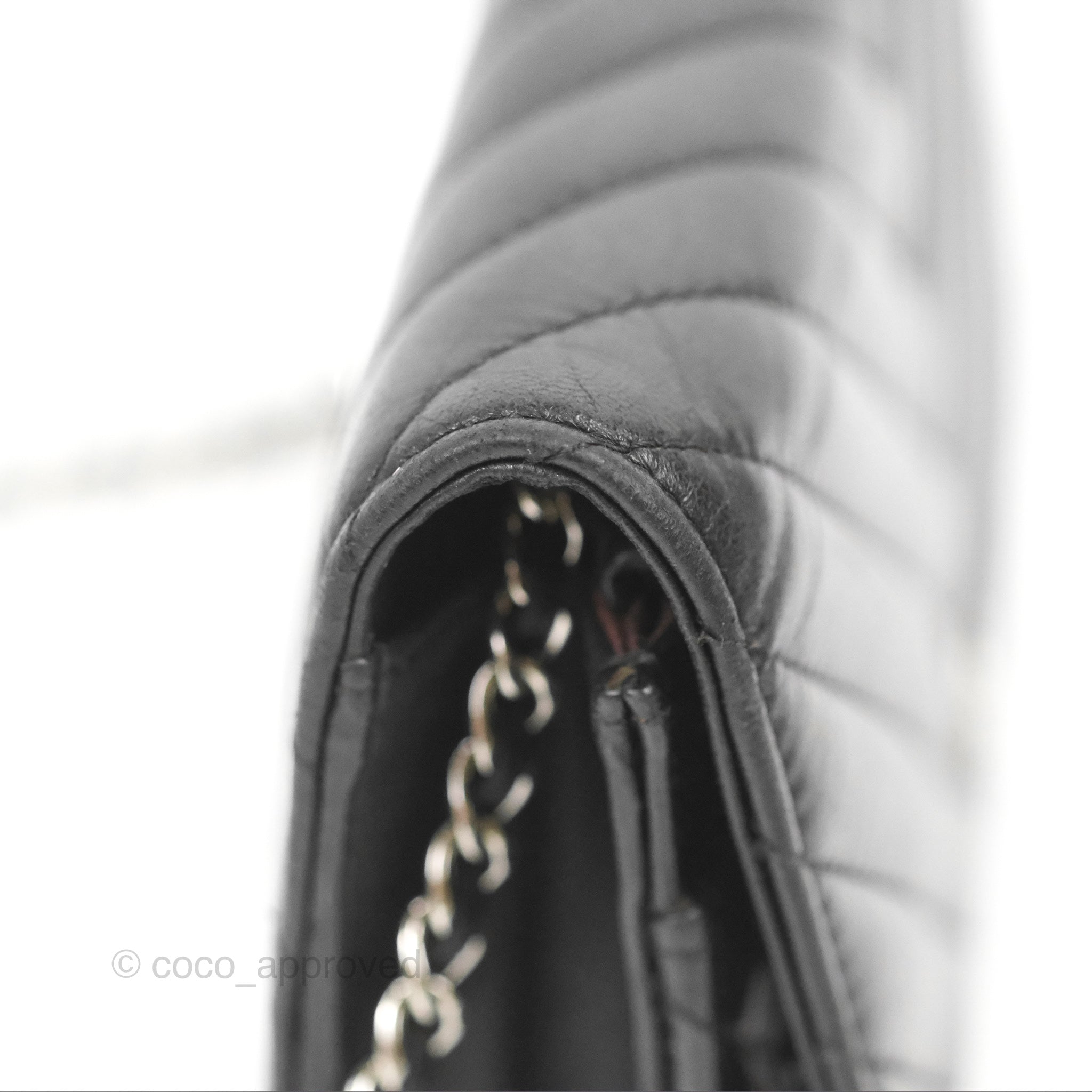 Chanel Classic Chevron Wallet on Chain WOC - Black Lambskin Leather with Silver Hardware | Crossbody Bag for Women, Perfect for Evening Events & Daily Use