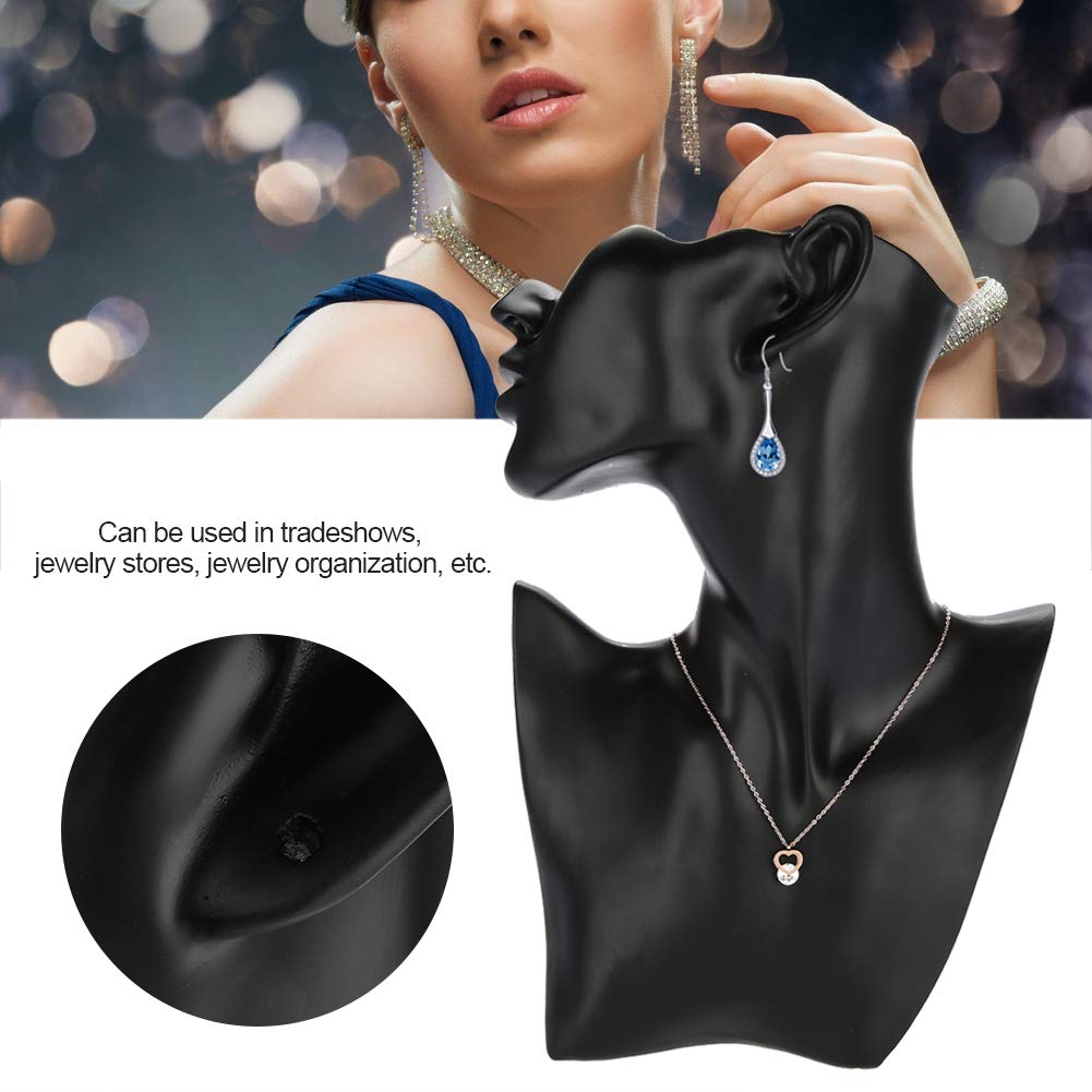 Elegant Black Jewelry Display Mannequin Bust Stand - Necklace & Earring Holder for Pendant Jewelry - Perfect for Boutique, Retail Store, and Trade Show Displays