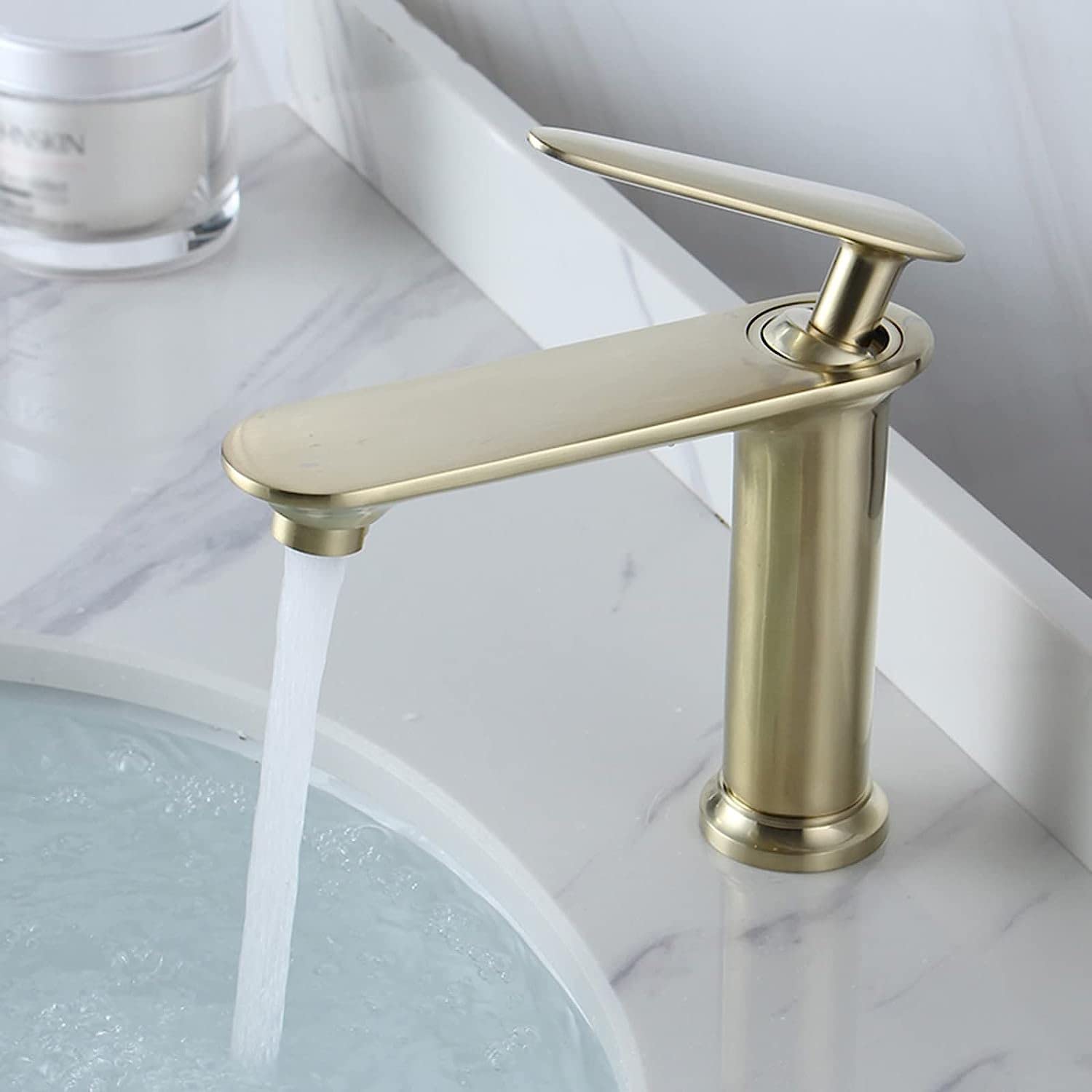 DELETO Single Handle Bathroom Sink Faucet - Hot and Cold Water Mixer Tap in White & Black Antique Finish - Perfect for Modern Vanities, Powder Rooms, and Guest Bathrooms