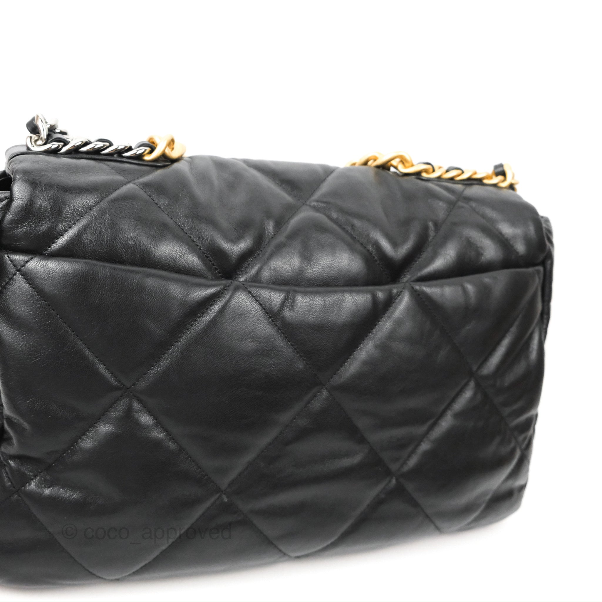 Chanel 19 Maxi Flap Bag Black Goatskin Leather with Mixed Metal Hardware - Luxury Designer Handbag for Women, Perfect for Evening Events & Special Occasions