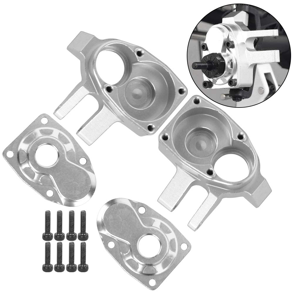 2Pcs Aluminum Alloy RC Car Front Steering Cup & Axle Shell Housing - Compatible with SCX10 III RC Crawler (Silver) | Durable Replacement Part for Off-Road RC Car Upgrades & Repairs