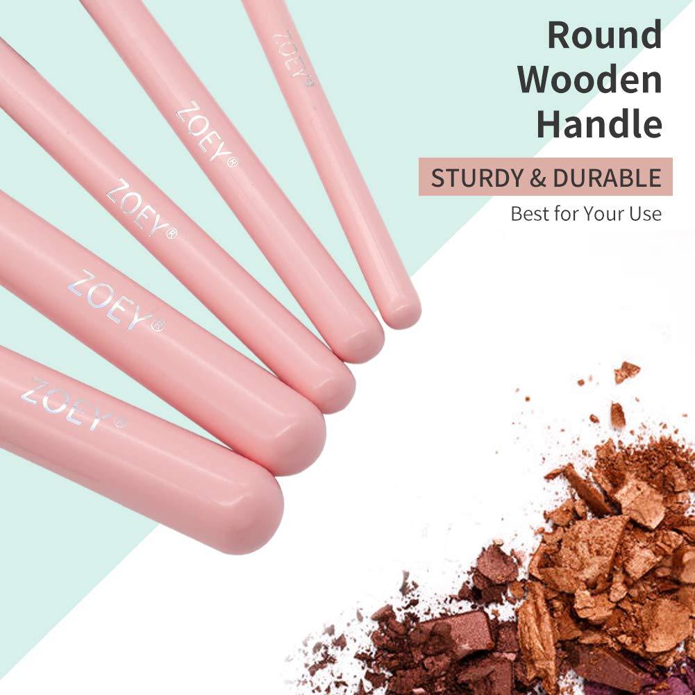 5-Piece Premium Makeup Brush Set - Synthetic Foundation, Eyeshadow & Concealer Brushes for Beginners | Essential Cosmetic Tools with Travel Pouch (Ideal for Daily Makeup, Travel & Professional Use) - Pink