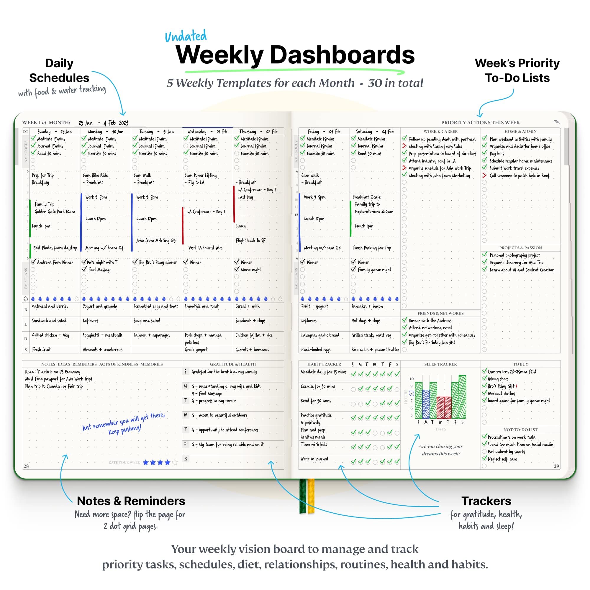 Roterunner B5 Purpose Planner Notebook 7.5