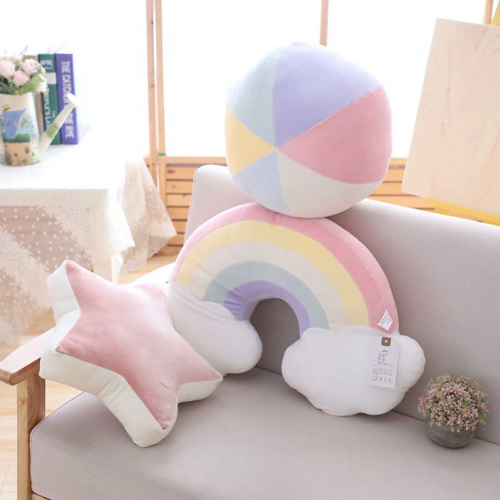 Rainbow Cloud Pillow - Soft Plush Neck Pillow for Sofa, Chair & Bed - Comfortable Throw Pillow for Living Room, Bedroom & Office - Perfect for Relaxing, Napping & Home Decor