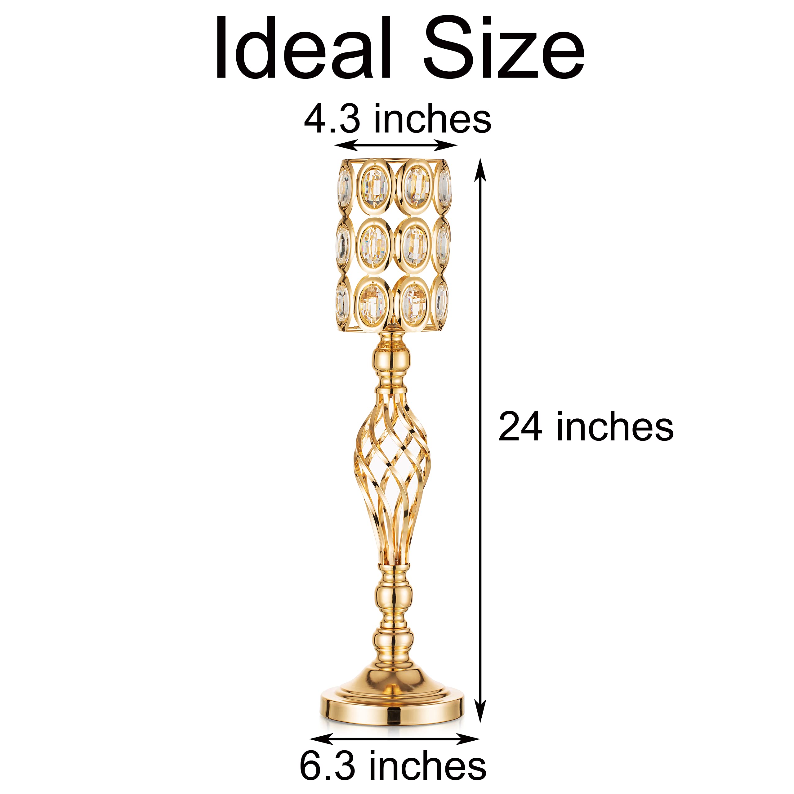 Elegant Gold Tall Vases for Wedding Centerpieces - Set of 2 with Crystal Bling Stones, Metal Flower Stand for Birthday, Anniversary, Party Decor - Perfect for Table Decorations, Home Decor & Special Events