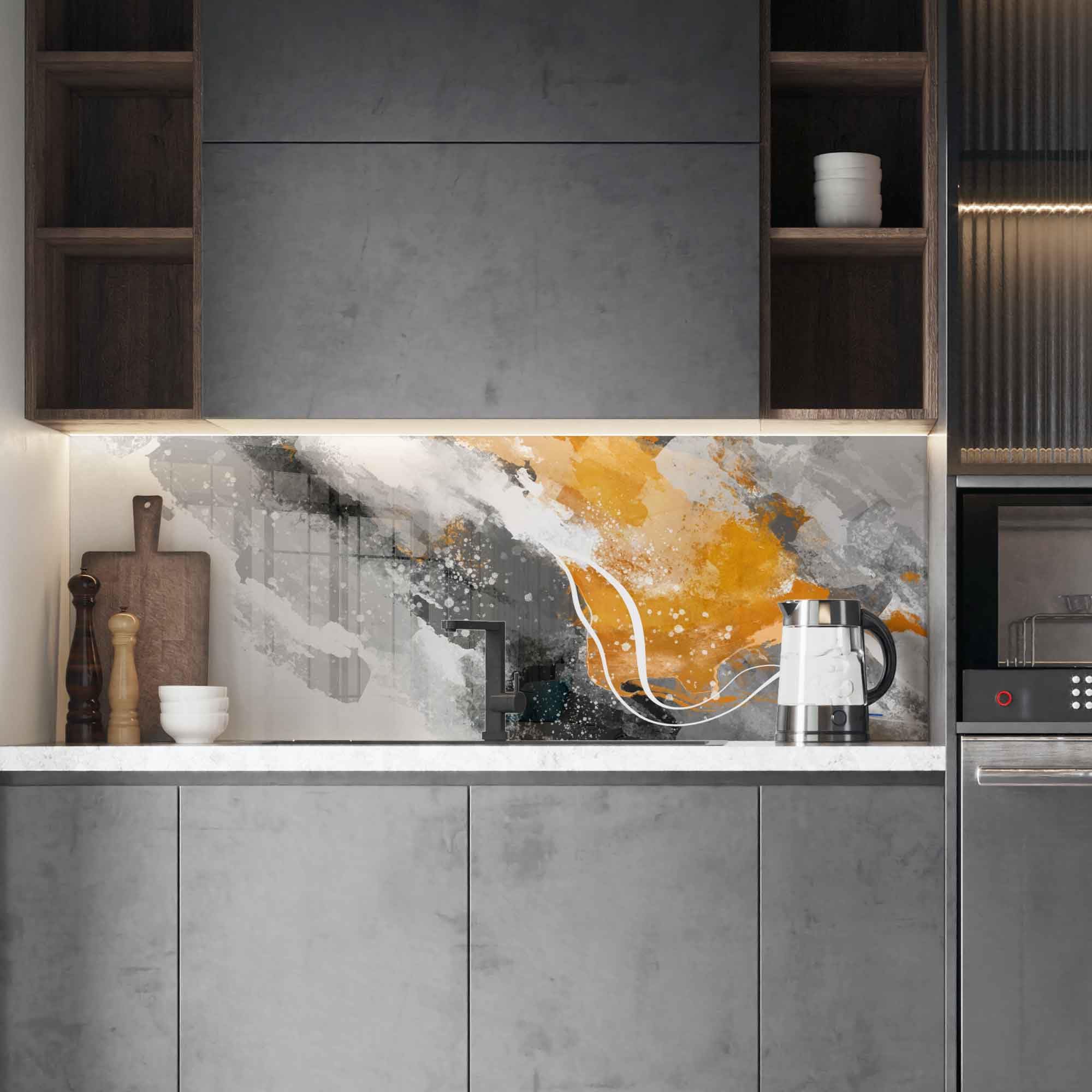 Tempered Glass Kitchen Backsplash - 30x16 Inch Heat-Resistant Stove Splash Guard, Waterproof Sink Cover & Modern Wall Decor for Home - Perfect for Cooking, Baking & Kitchen Protection