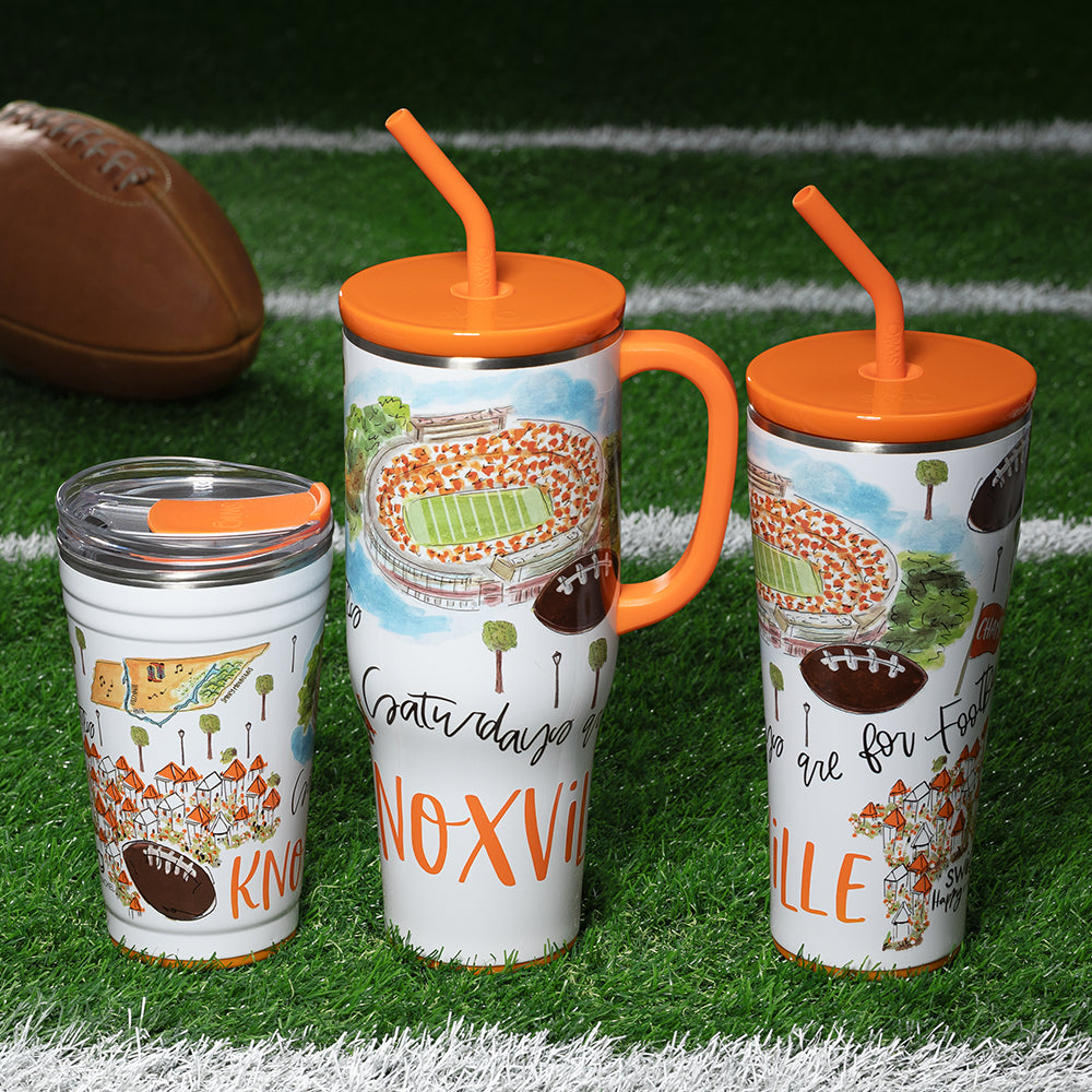 Saturdays in Knoxville 32oz Straw Tumbler - Insulated Stainless Steel Cup for Iced Coffee, Smoothies & Cold Drinks - Perfect for Beach, Picnics & Outdoor Activities