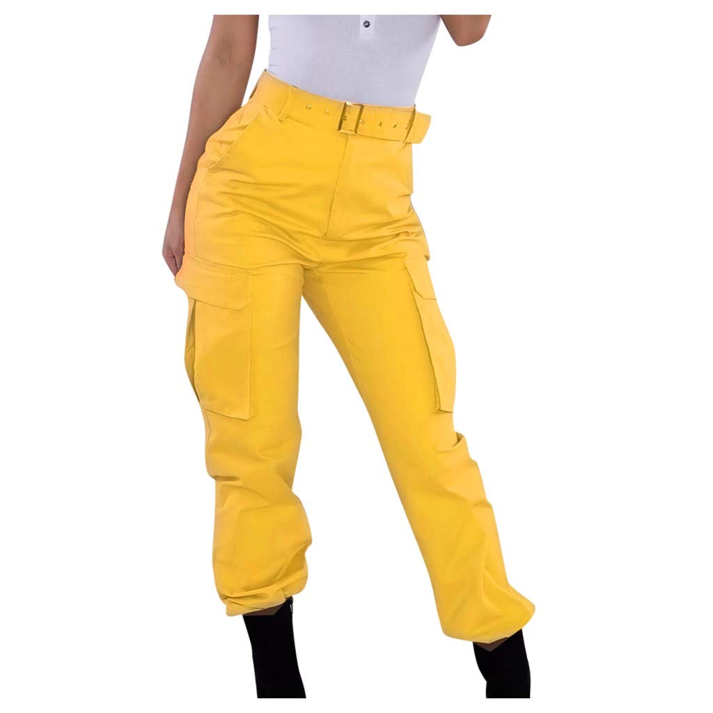 DNYELQ Women's Cargo Pants - Military Combat Tactical Trousers with Pockets, Casual Solid Jumpsuit Outfits for Outdoor, Hiking & Workwear