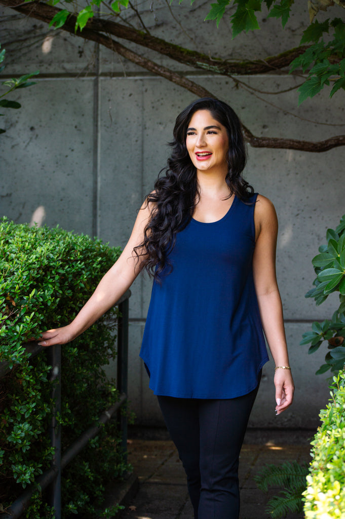 Stylish Jazz Tank Top for Women - Soft Bamboo Fabric in Indigo Blue - Perfect for Yoga, Summer Outfits & Casual Wear