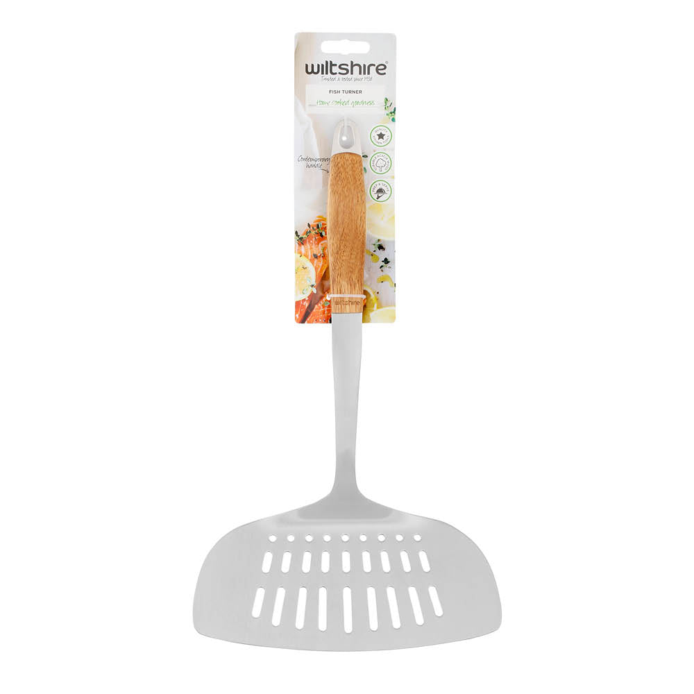 Premium Wooden Handle Fish Turner Spatula - Non-Slip Kitchen Tool for Grilling, Flipping Pancakes & BBQ - Perfect for Outdoor Cooking & Camping