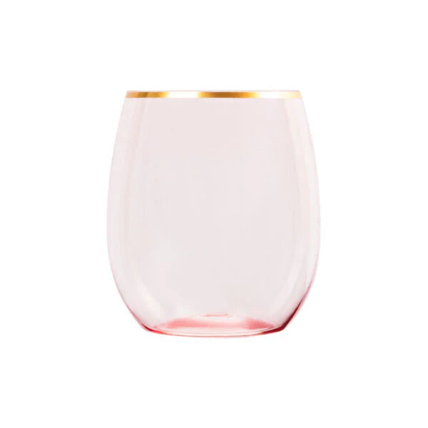 Pink and Gold Disposable Plastic Deluxe Party Bundle - Premium Organic Hammered Tableware Set for Weddings, Birthdays & Special Events
