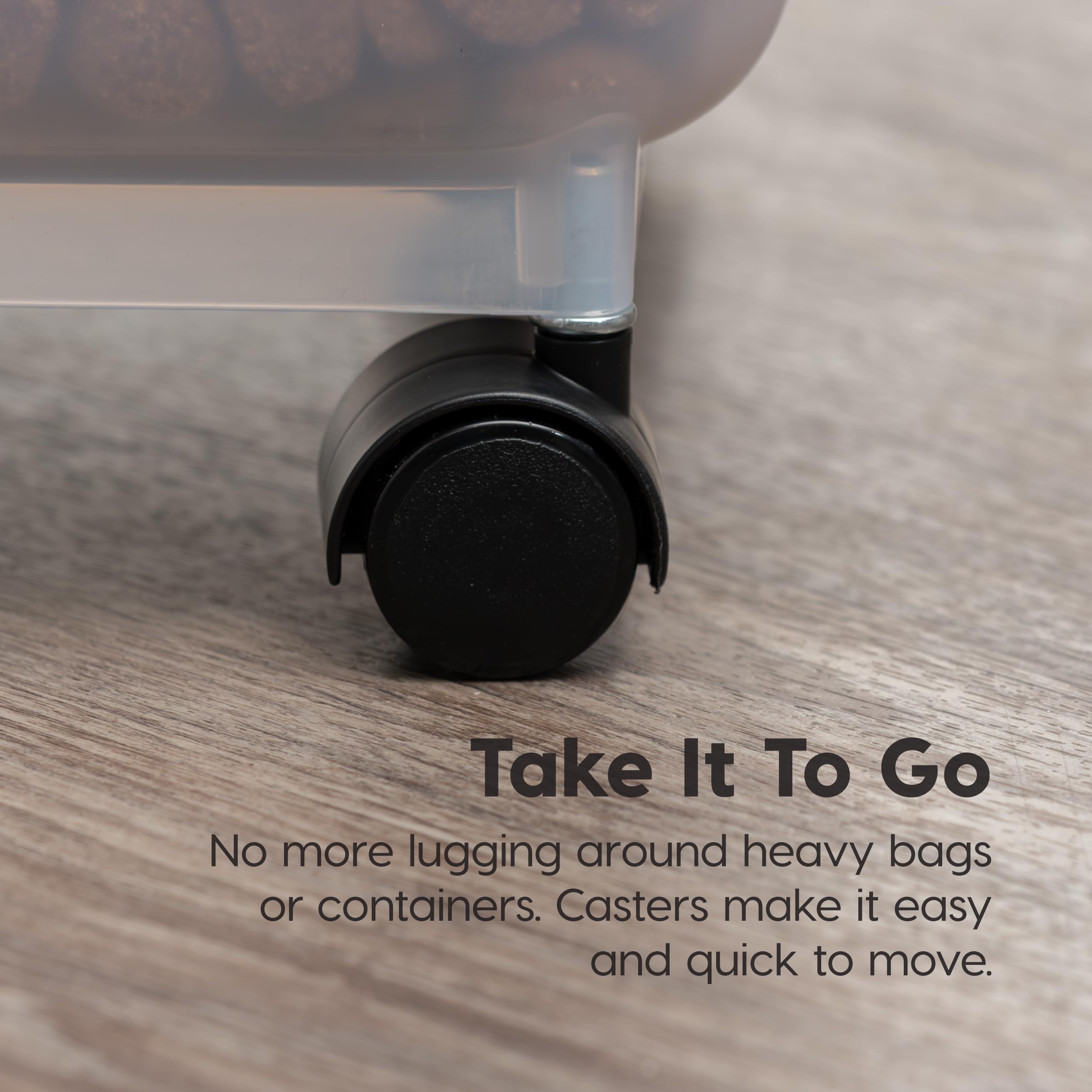 IRIS USA WeatherPro Airtight Pet Food Storage Container - 58 lbs Capacity with Wheels for Easy Mobility | Translucent Design in Clear/Almond | Keep Dog, Cat & Bird Food Fresh | Ideal for Home, Garage or Pet Store Storage