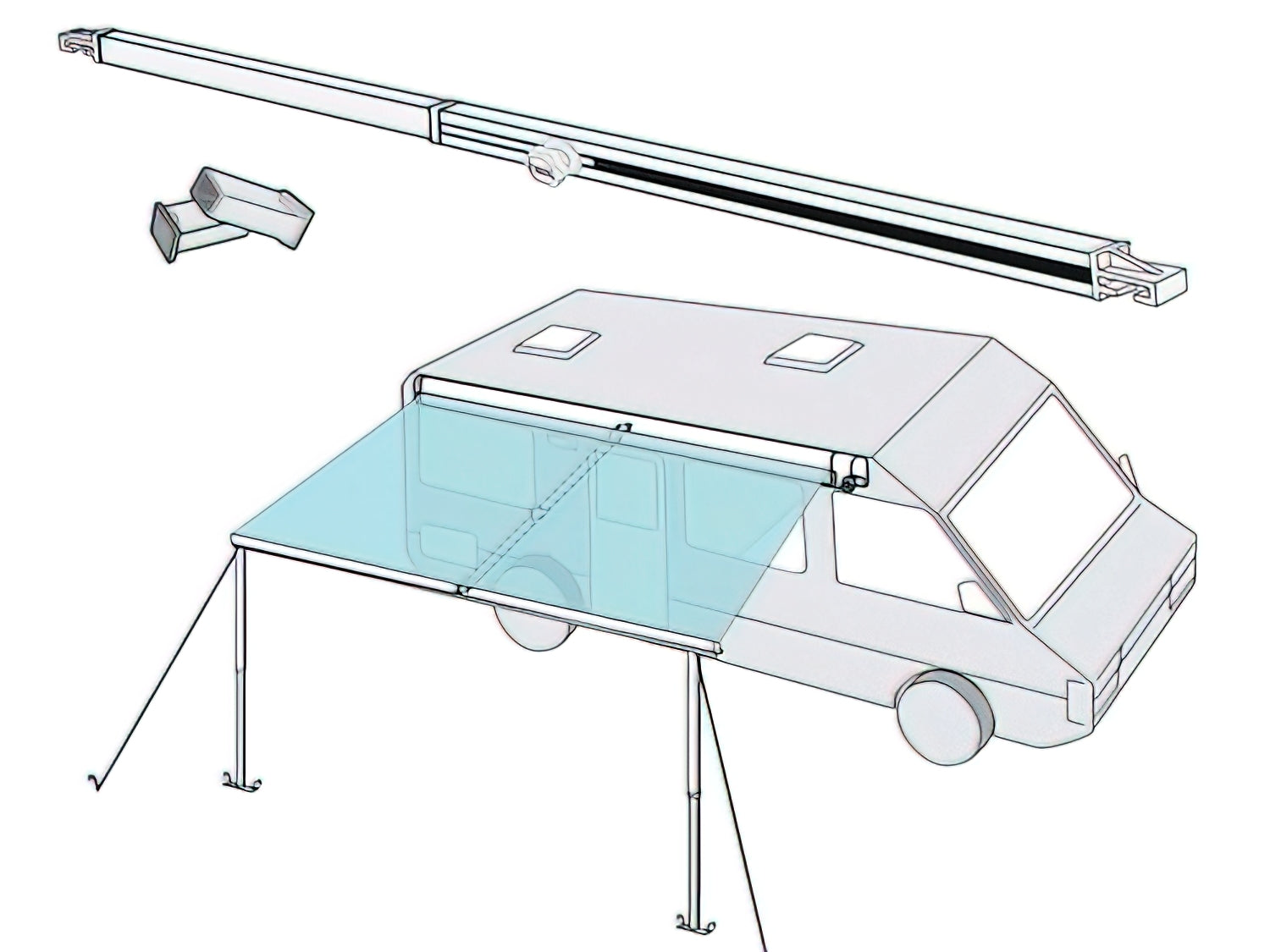 Fiamma F45 Awning Tension Rafter - Heavy Duty RV Awning Support for Camping & Outdoor Adventures | Perfect for Motorhomes, Trailers & Van Life