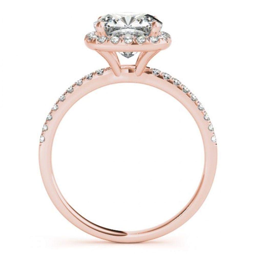 14K Rose Gold Halo Engagement Ring Set - Bridal Wedding Band & Anniversary Promise Ring for Women | Perfect for Proposals, Weddings & Special Occasions