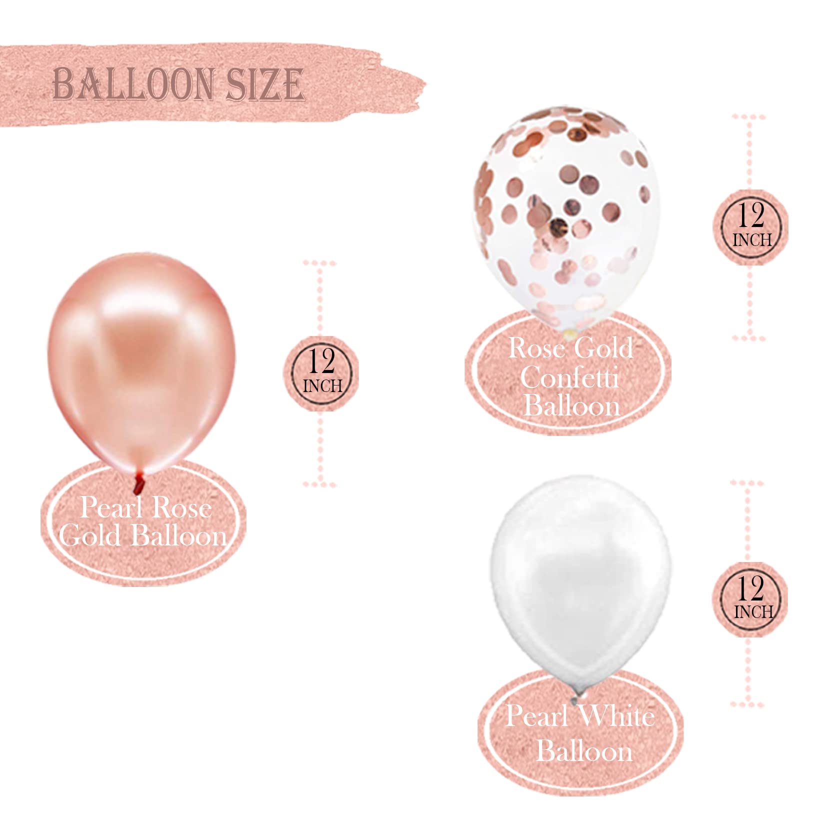 Rose Gold Party Decorations Kit - Foil Fringe Curtain Backdrop, Balloons Set for Birthday & Graduation - Elegant Rose Gold and White Theme - Perfect for Wedding, Baby Shower & Anniversary Celebrations