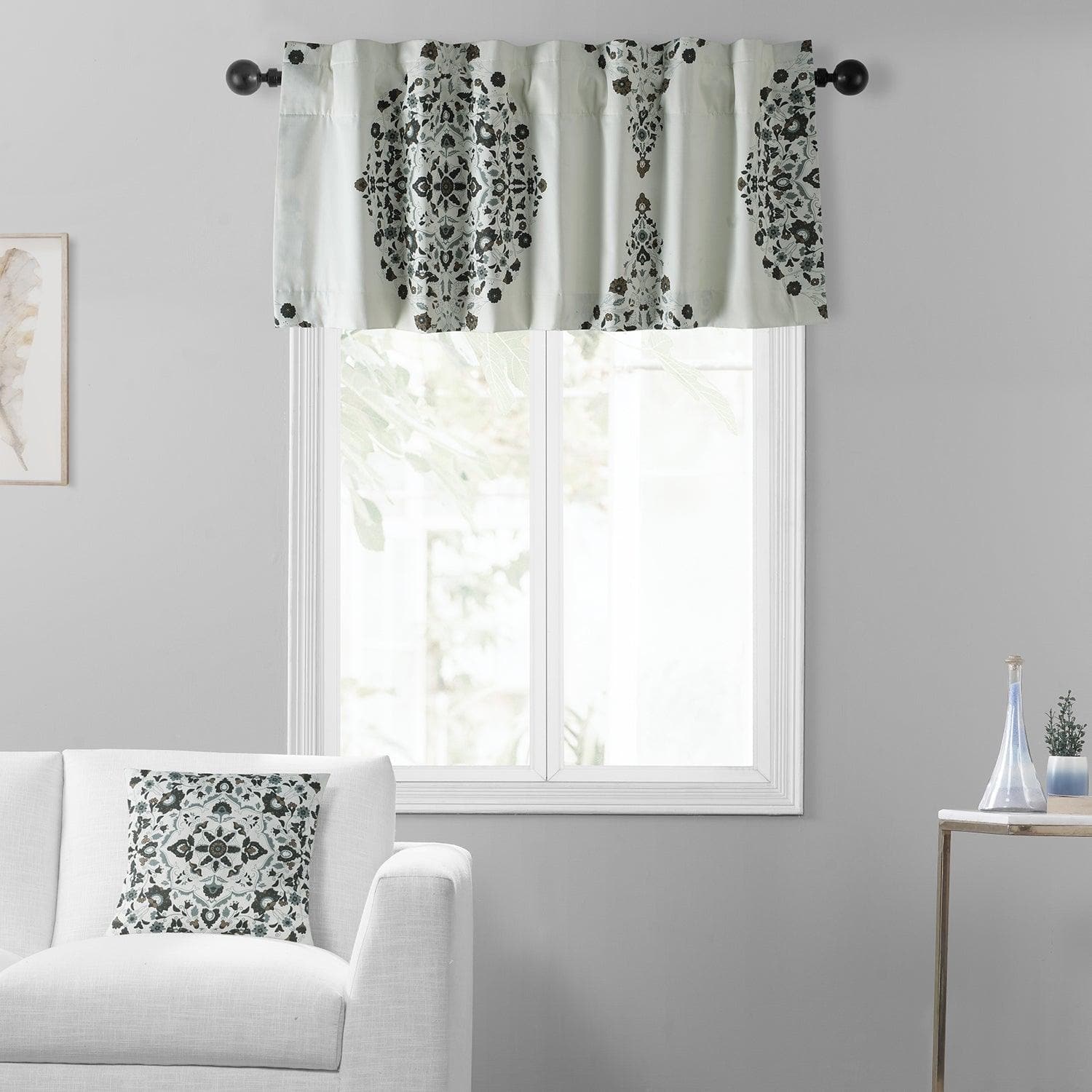 Organic Kerala Cocoa Emblem Printed Cotton Window Valance Curtain - Elegant Kitchen & Living Room Decoration for Home & Office