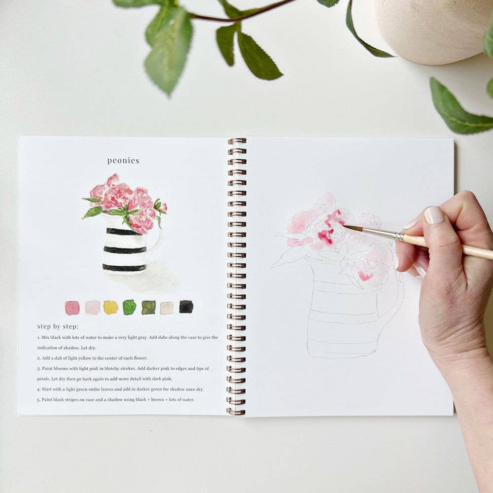 Bouquets Watercolor Workbook - Floral Painting Guide for Beginners & Artists | Perfect for DIY Art Projects, Home Decor & Gift Ideas