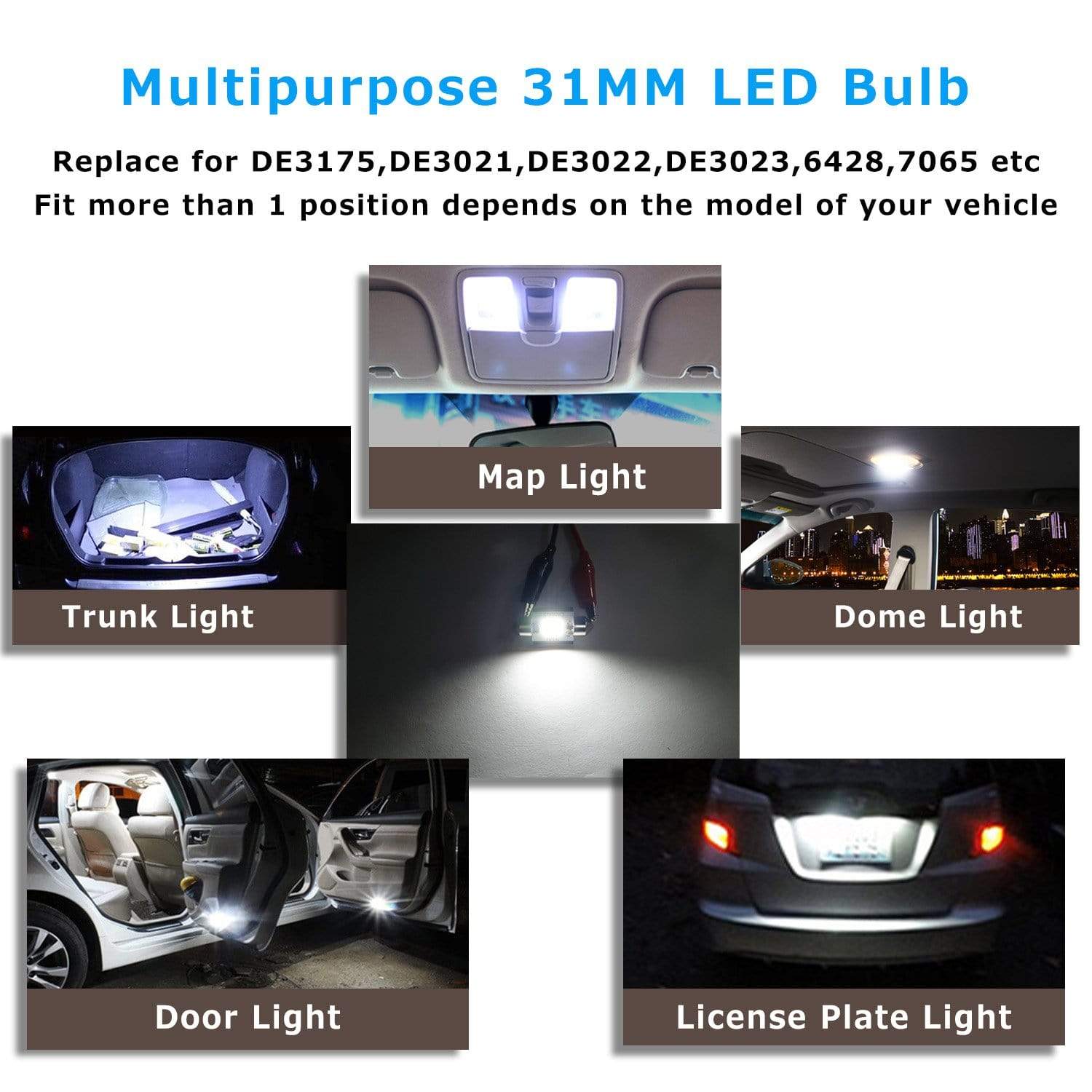 AUXITO DE3175 LED Dome Light 31MM DE3021 Canbus Error Free Festoon LED Interior Lighting - Perfect for Car, Van, Truck Interior Lighting Upgrade
