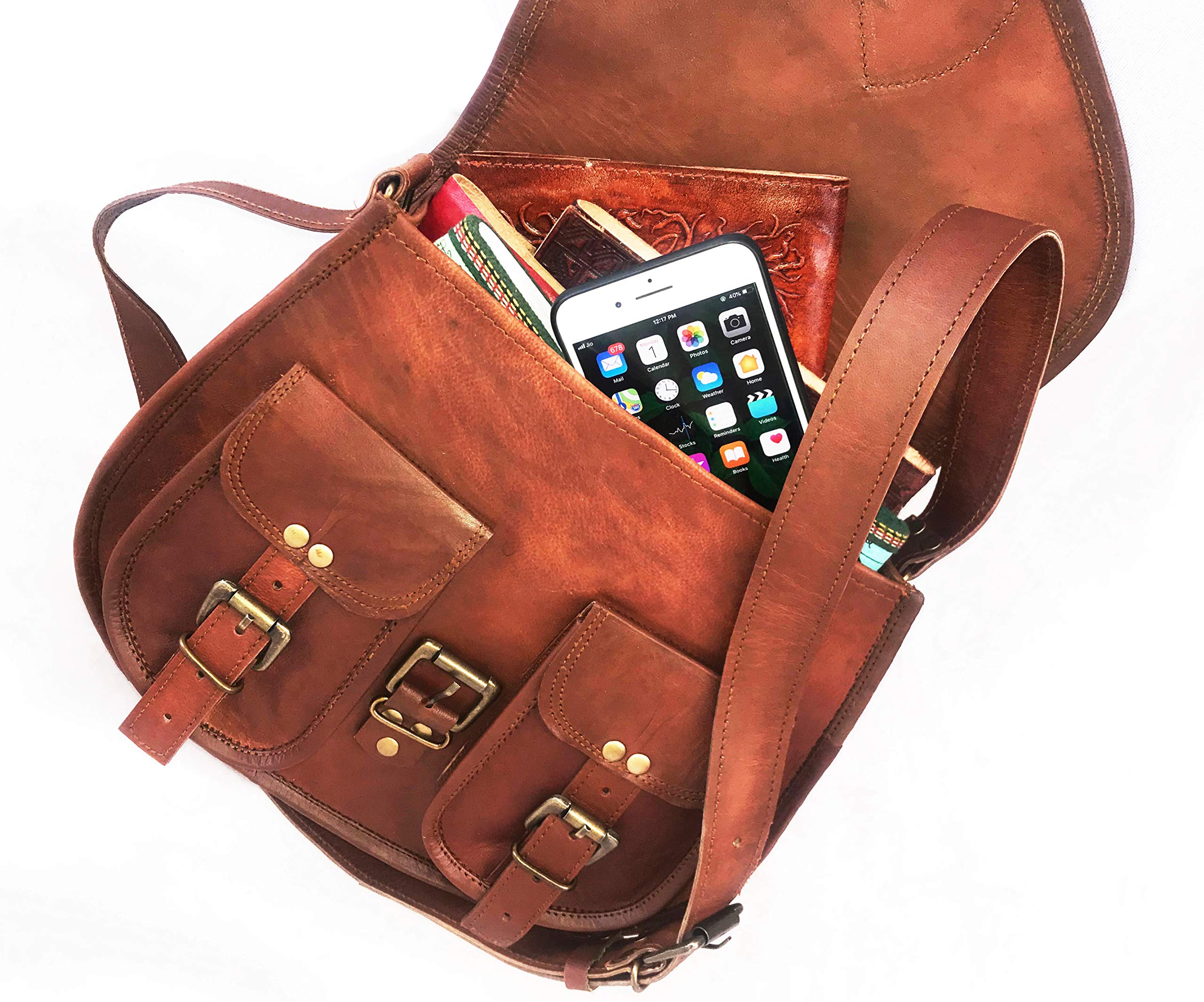 Genuine Leather Crossbody Purse for Women - 14 Inch Shoulder Bag & Satchel Handbag, Stylish Tote for Travel, Work & Everyday Use