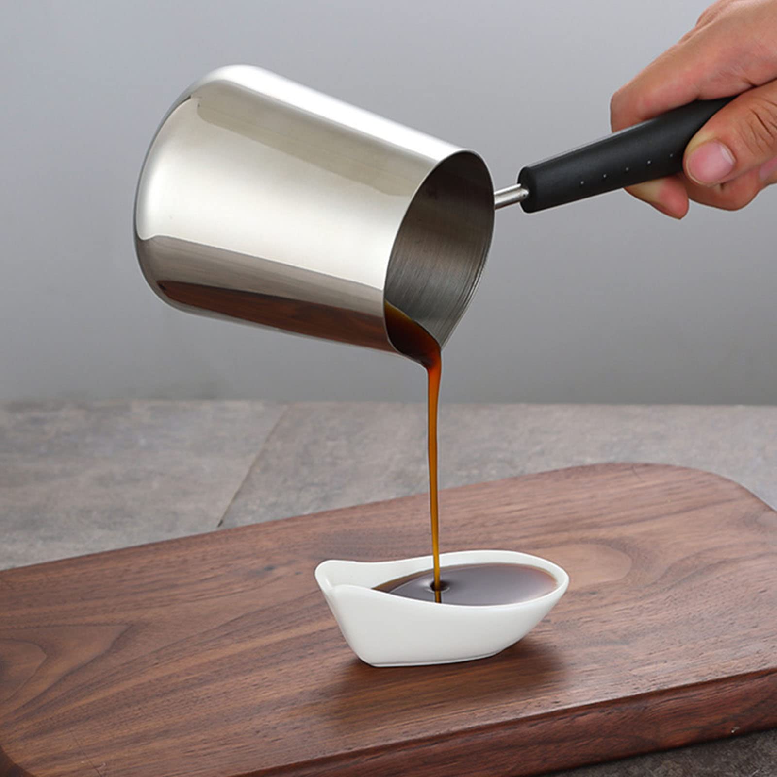 900ML Turkish Coffee Pot & Milk Warmer - Stainless Steel Coffee Decanter with Long Handle for Frothing & Heating Milk - Perfect for Turkish Coffee, Latte, Cappuccino & Hot Chocolate at Home or Café