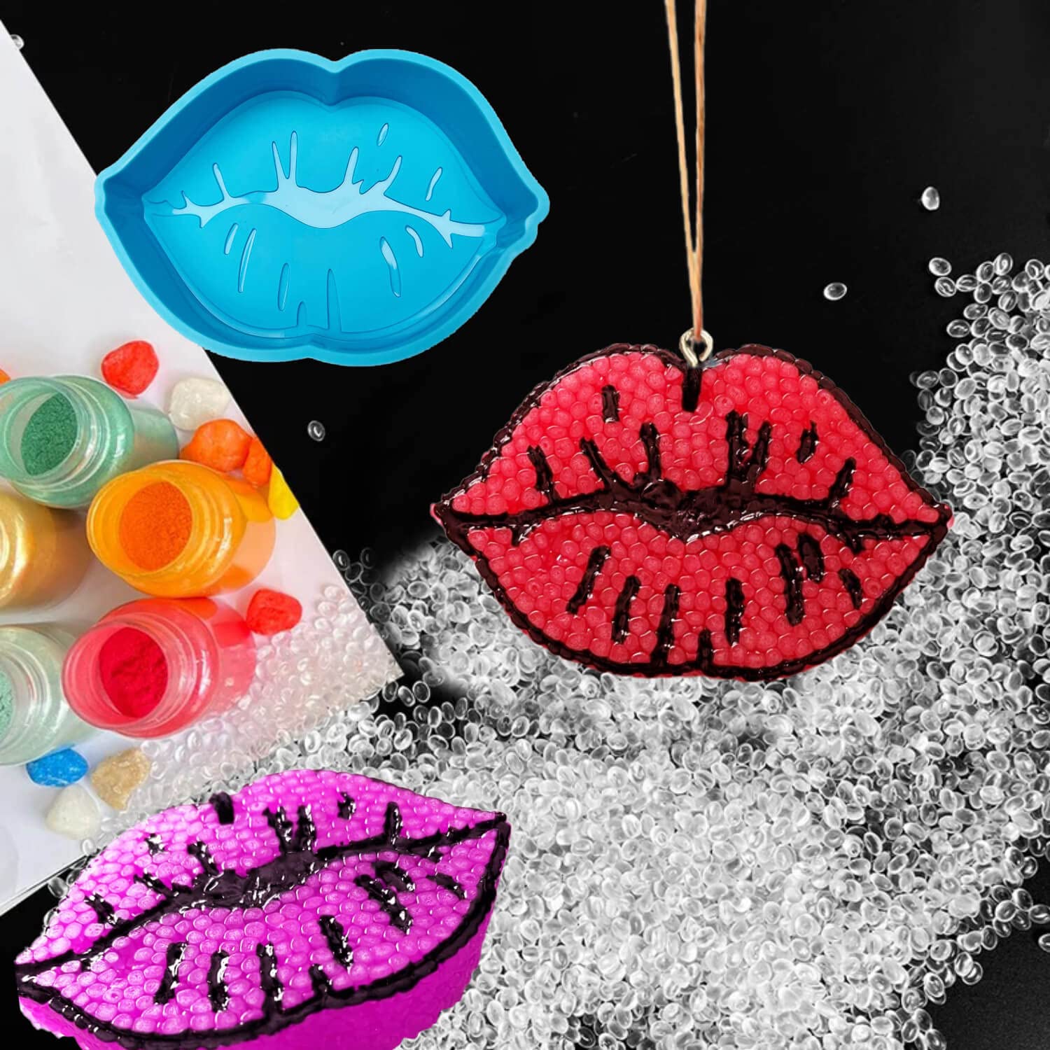 Rifanda Large Silicone Lip Freshies Mold for Wax Melts, Candles, Soap & Resin Crafts - DIY Car Air Freshener, Home Decor & Gift Making Supplies (Perfect for Bathroom, Office & Car Fragrance)