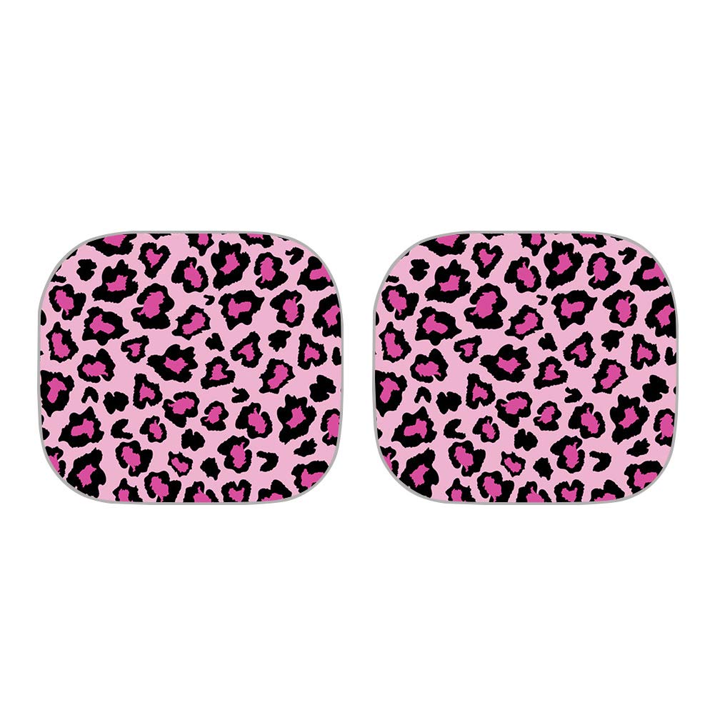 Binienty Foldable Car Windshield Sun Shade - UV Protection & Heat Blocking, Purple Leopard Cheetah Stripe Print Auto Sun Visor Protector (2 Pack) - Perfect for Summer Parking & Interior Protection