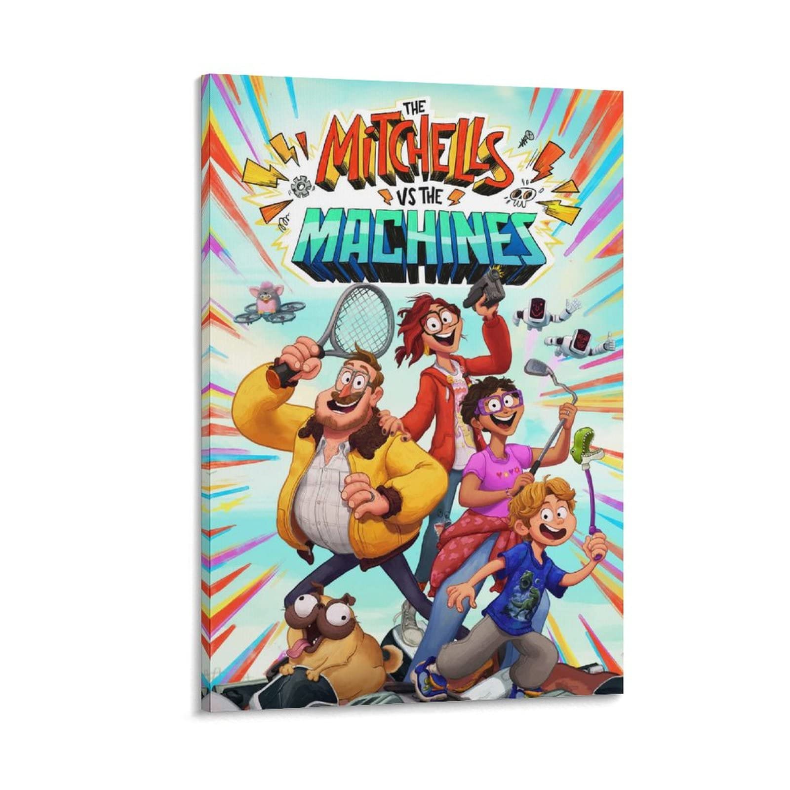 The Mitchells vs. The Machines Anime Movie Poster - Premium Oil Painting Canvas Wall Art (24x36 inches/60x90cm) for Living Room, Bedroom & Office Decor | Perfect Gift for Anime Fans & Movie Lovers
