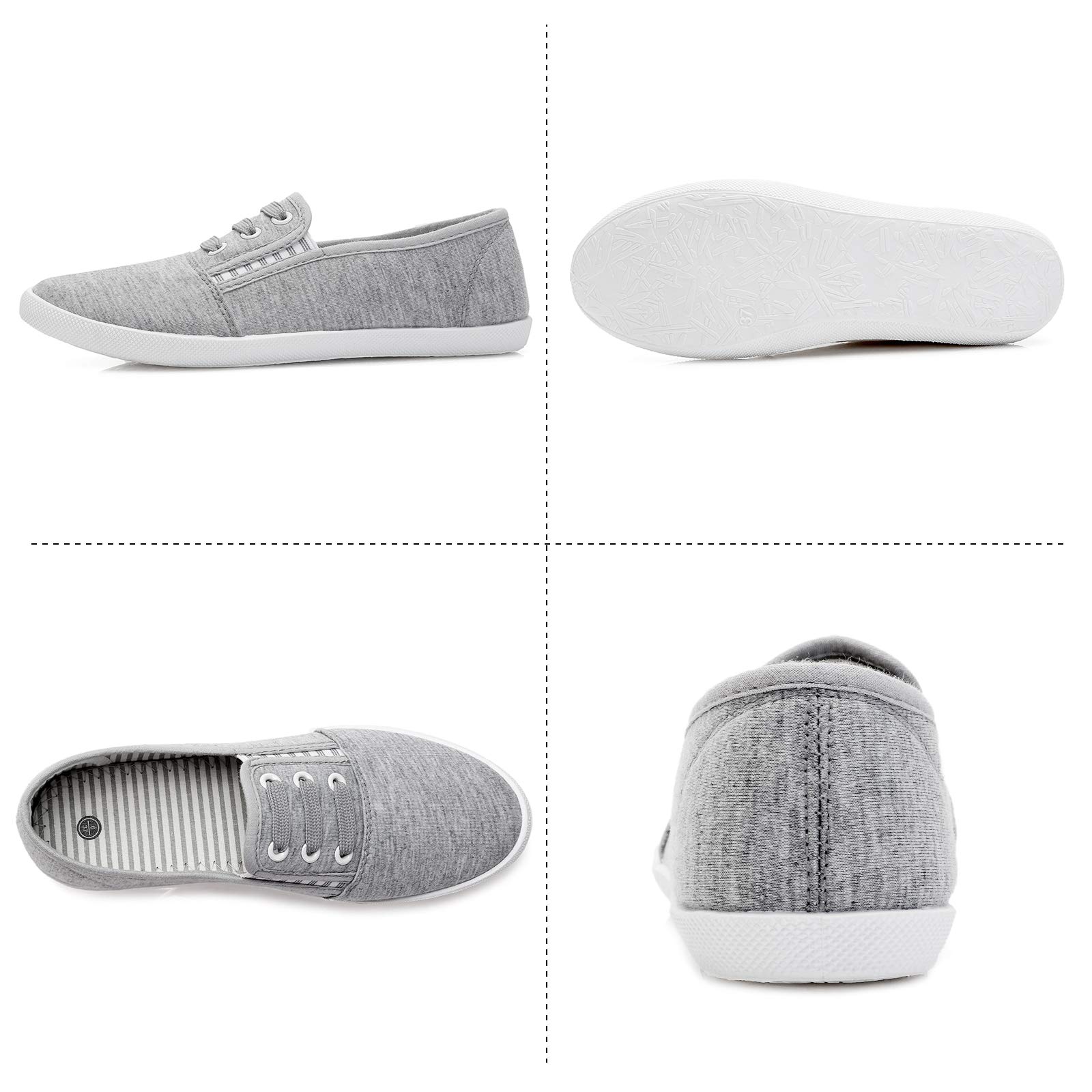 Kufeiti Women's Canvas Slip-On Sneakers - Comfortable Elastic Casual Shoes for Women in White & Black | Perfect for Walking, Travel & Everyday Wear