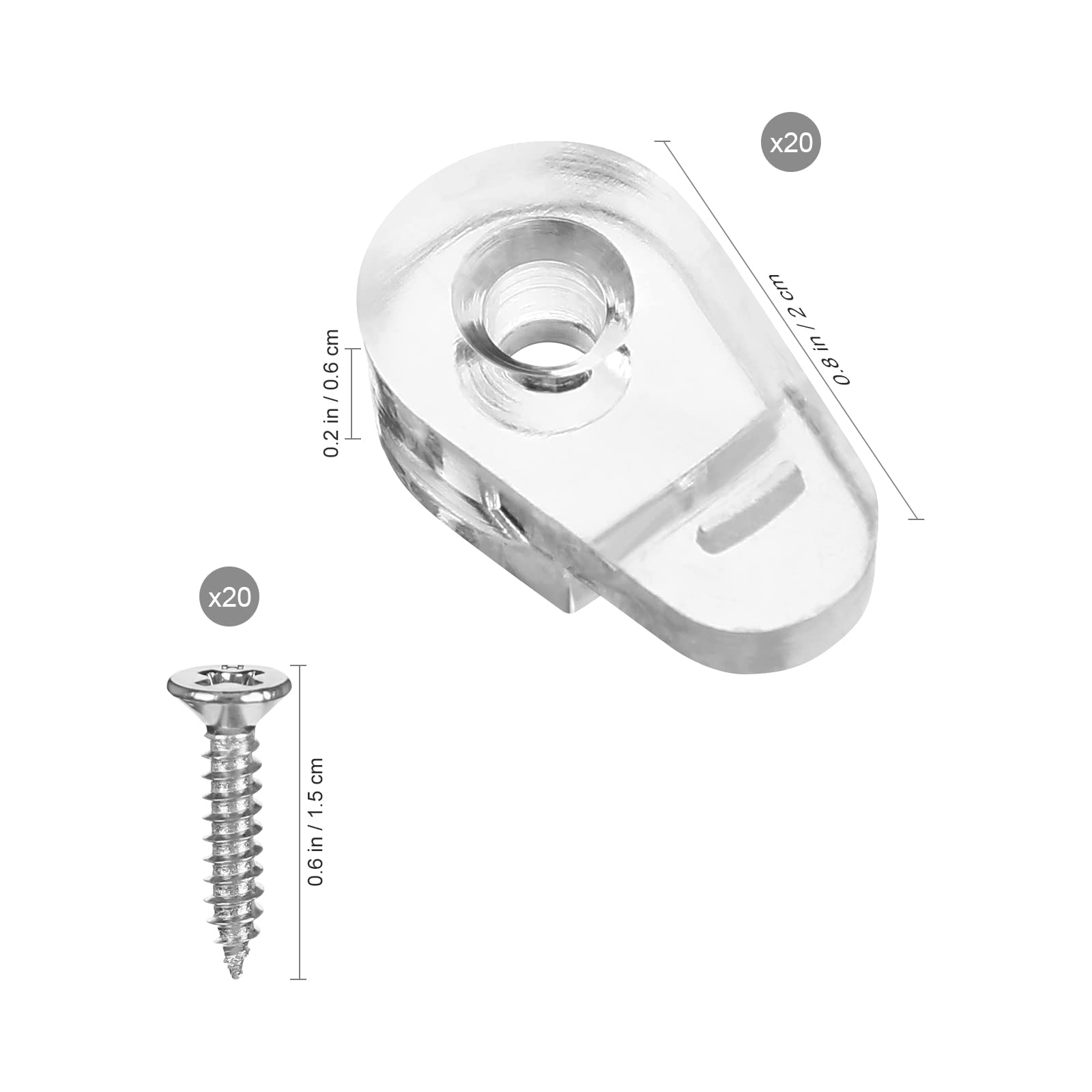 YARNOW 20 Pcs Glass Retainer Clips Kit - Secure Glass Door Panels & Mirrors with Plastic Holder Clips & Screws (Ideal for Shower Doors, Cabinets & DIY Home Projects)